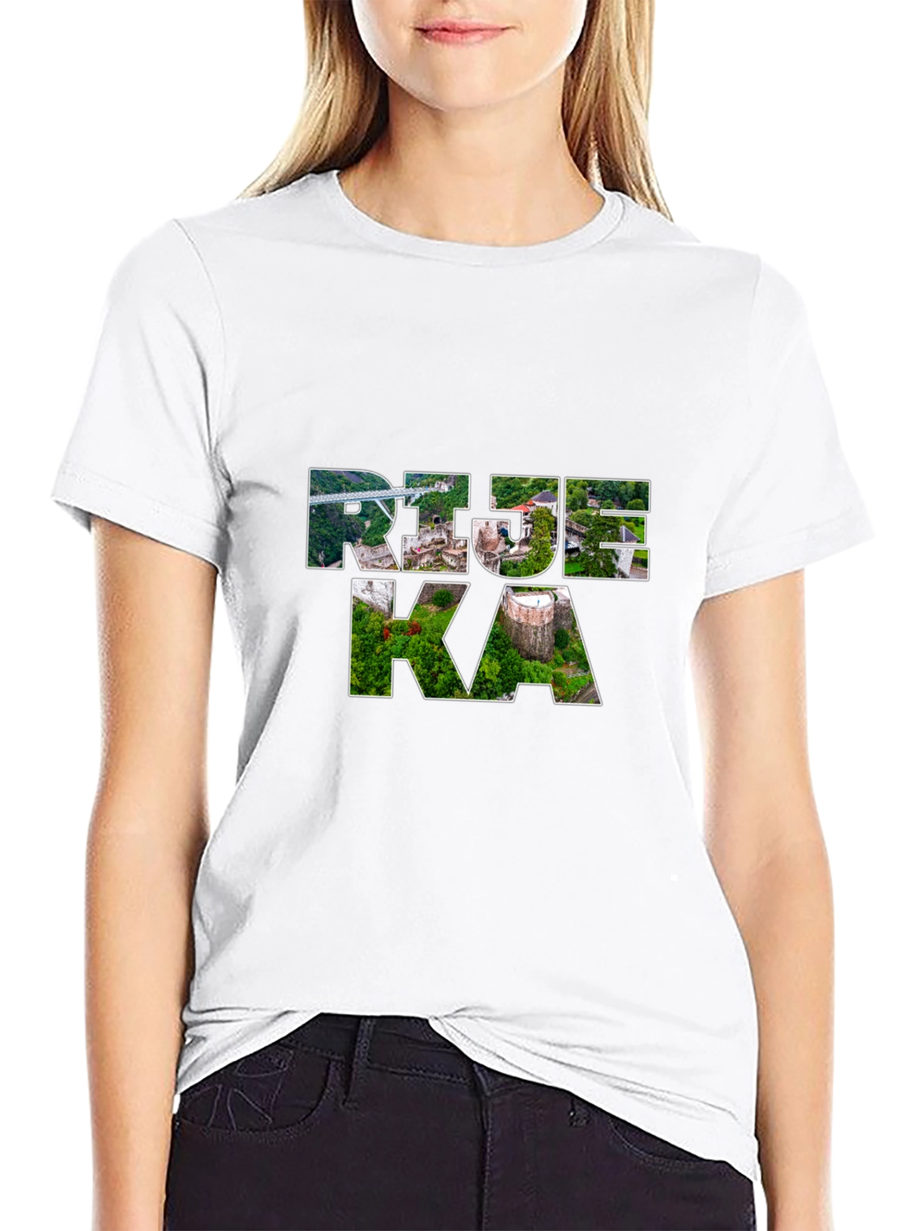 Rijeka Croatia Cityscape Tee - Black Graphic T-Shirt