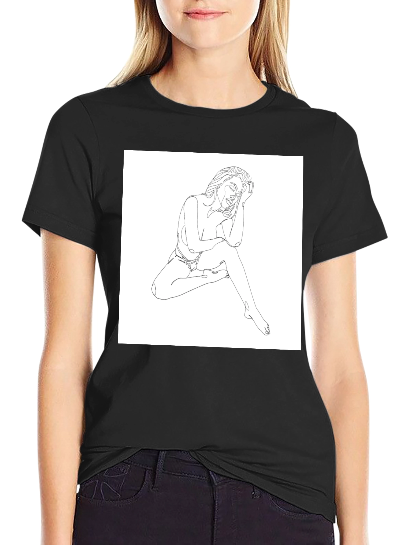 Minimalist Woman Line Art Graphic Tee