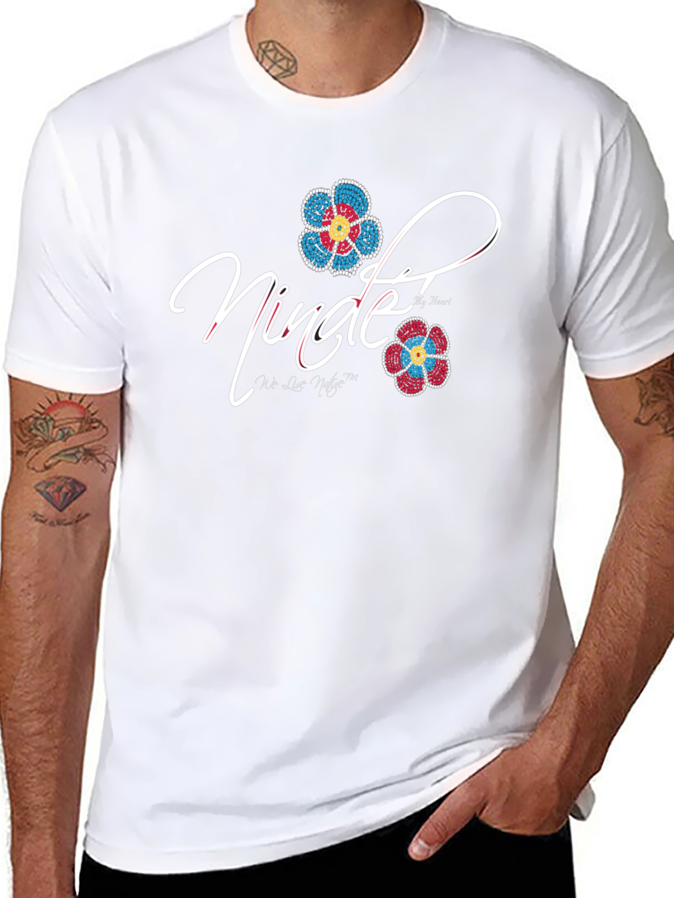 Nindee Black T-Shirt with Floral Design