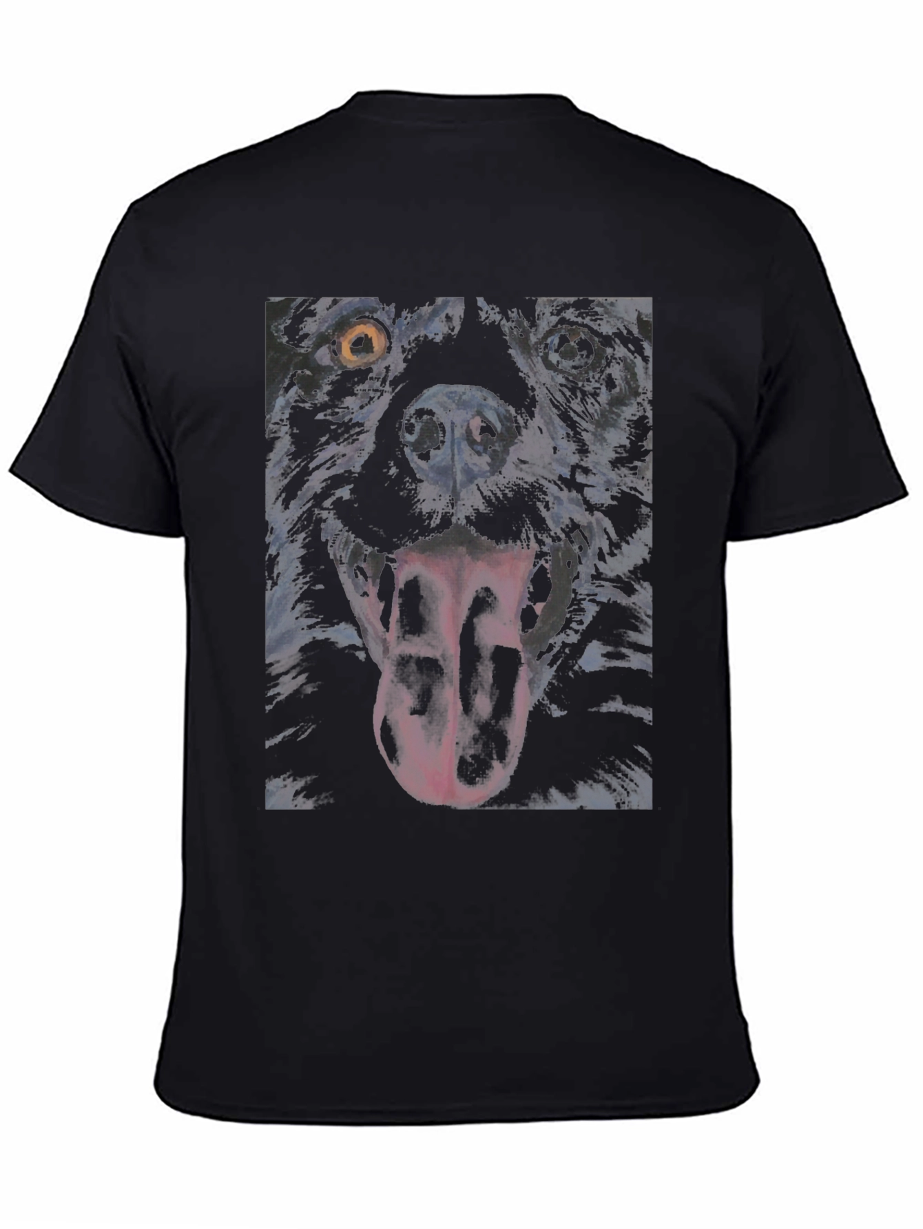 Dog Graphic Tee - Black Cotton Crew Neck