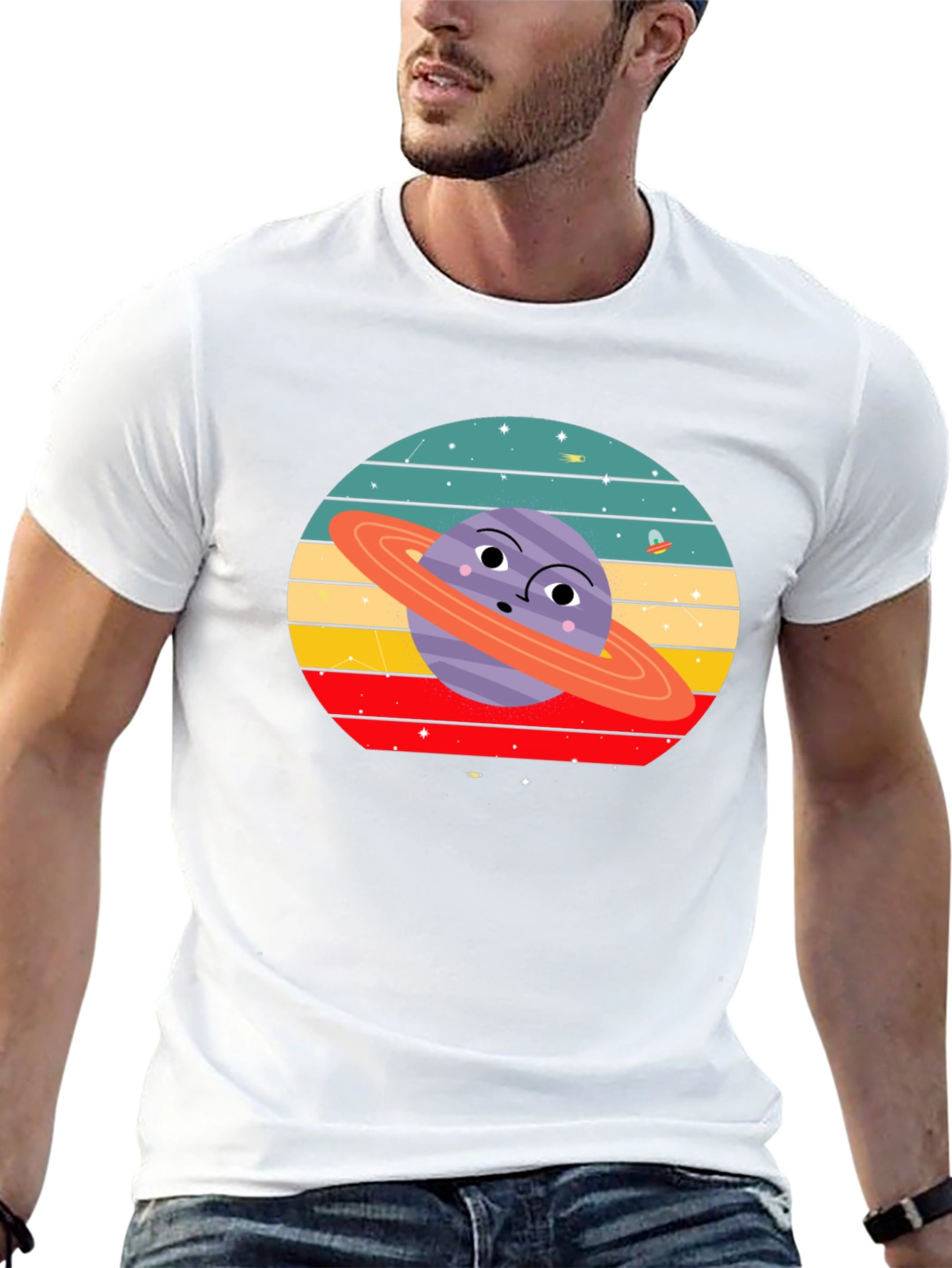 Retro Saturn Graphic Tee - Unique Planet Design