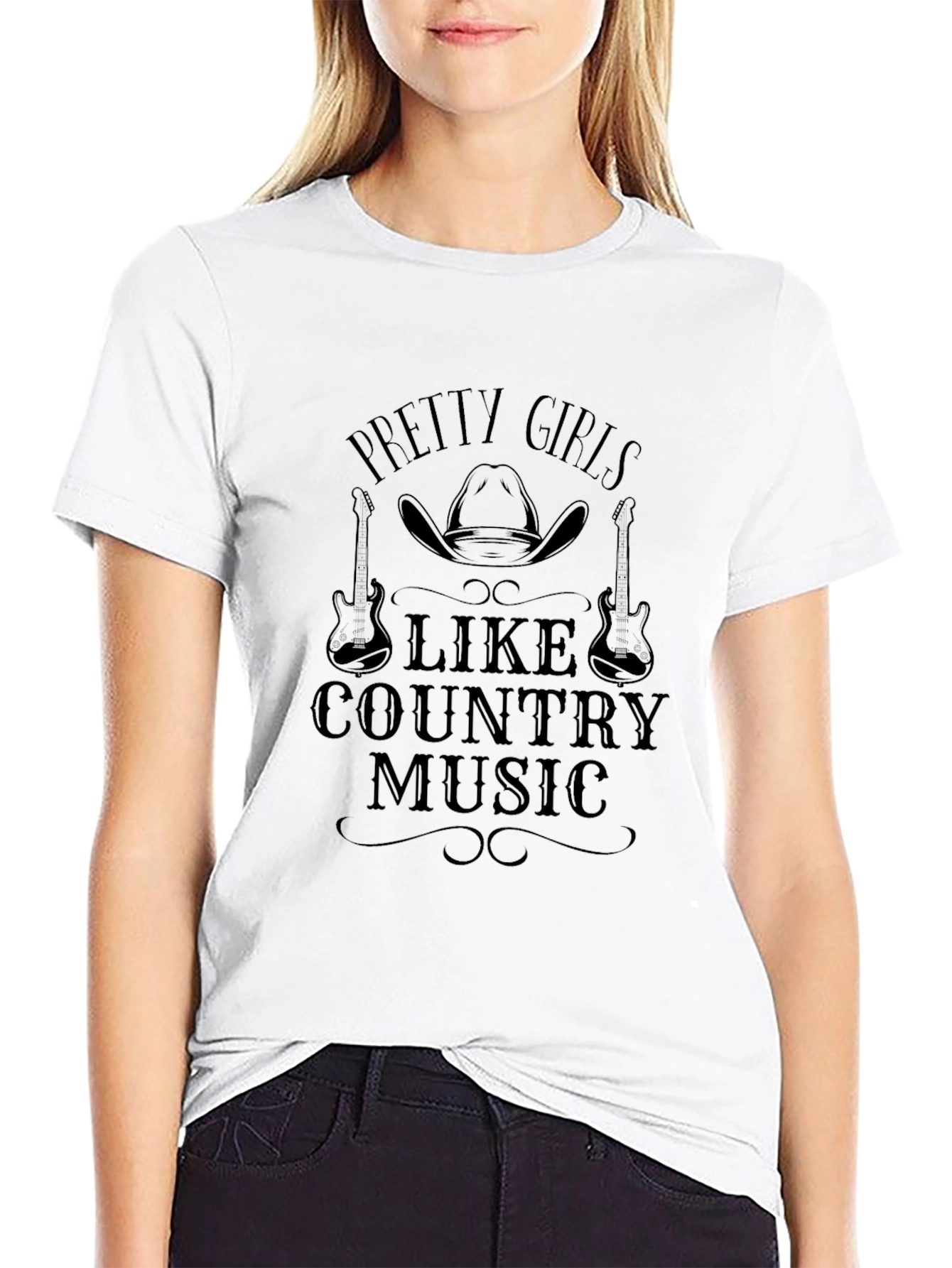 Pretty Girls Like Country Music Black Graphic Tee