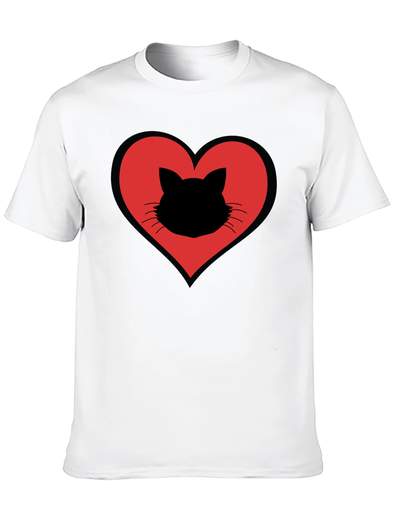 Cat Heart T-Shirt - Stylish Black Cotton Tee
