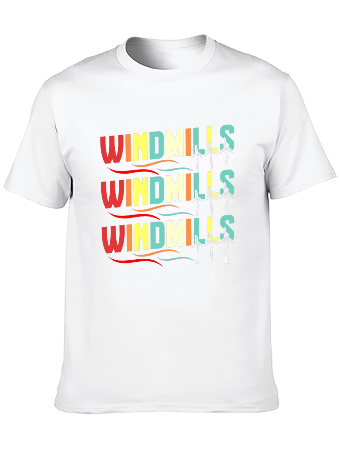 Retro Windmills Graphic T-Shirt - Black