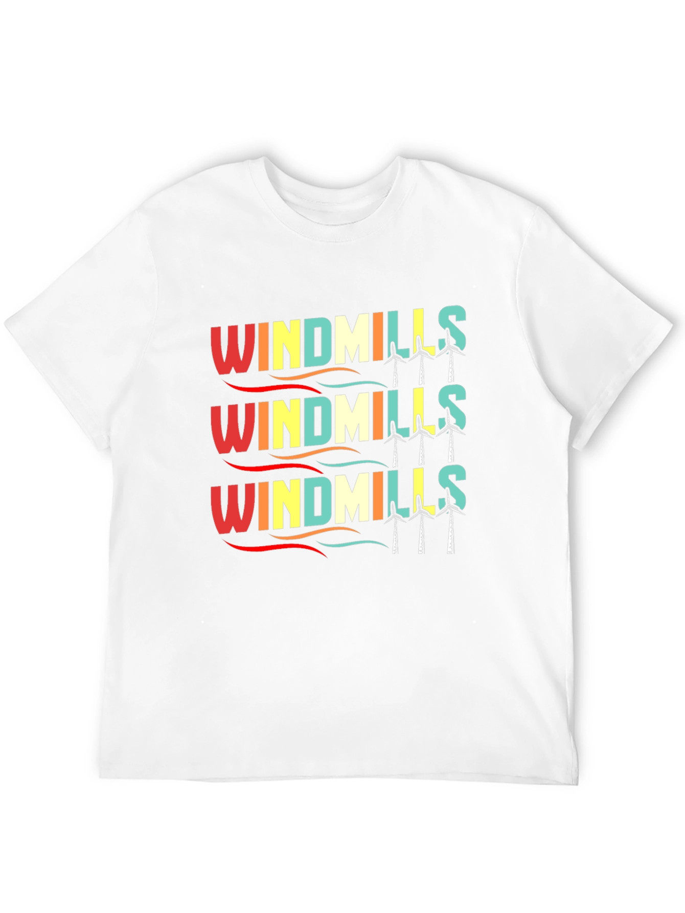 Retro Windmills Graphic T-Shirt - Black