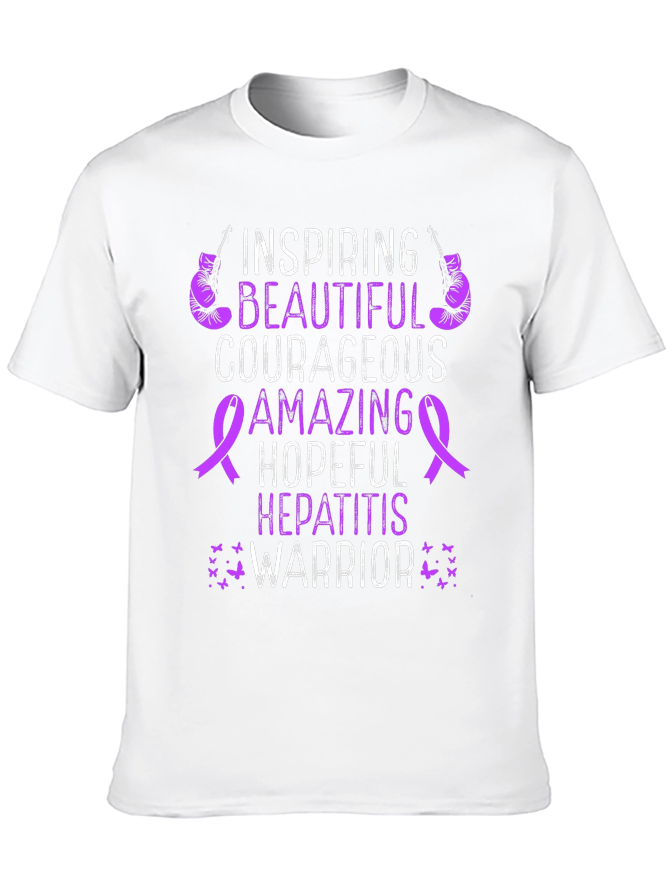 Inspiring Hepatitis Warrior T-Shirt - Purple Ribbon