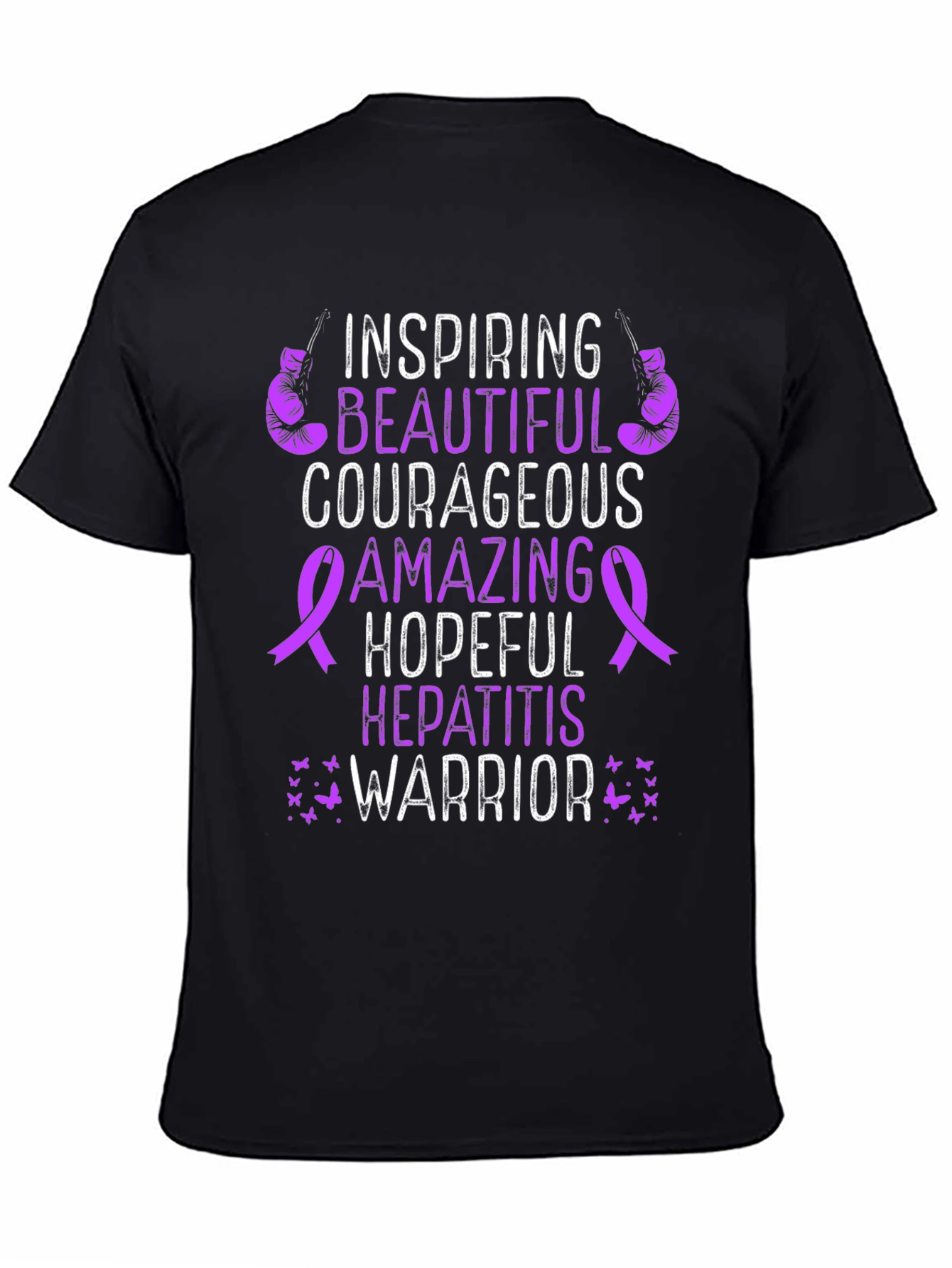 Inspiring Hepatitis Warrior T-Shirt - Purple Ribbon