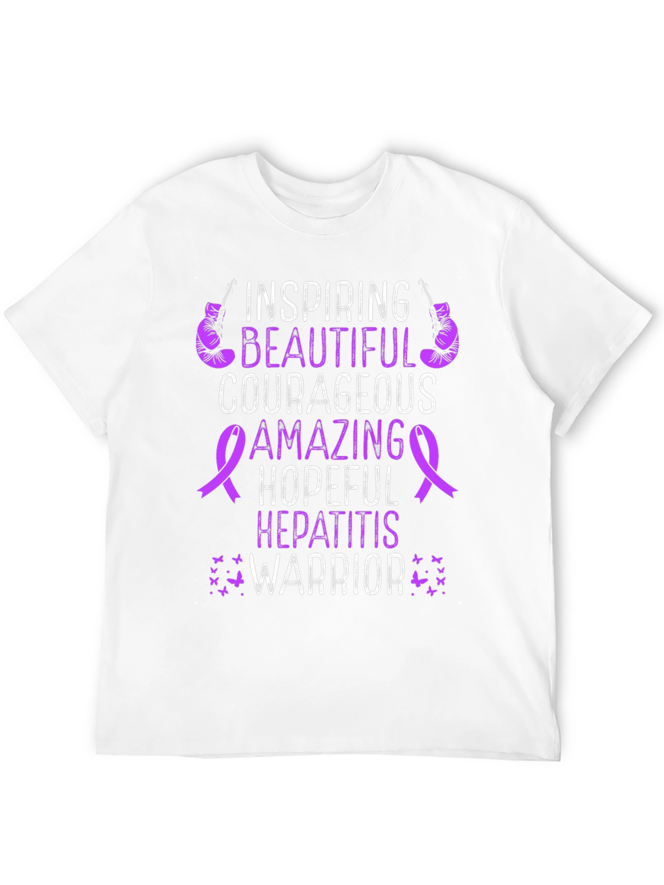 Inspiring Hepatitis Warrior T-Shirt - Purple Ribbon