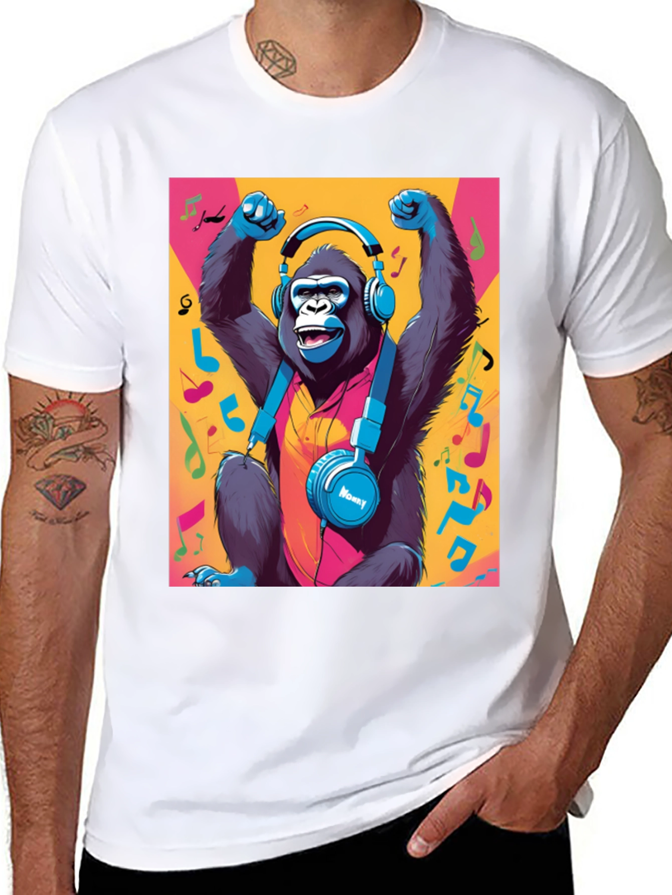 Funky Monkey Tee: Music Lovers Gorilla Graphic T-Shirt