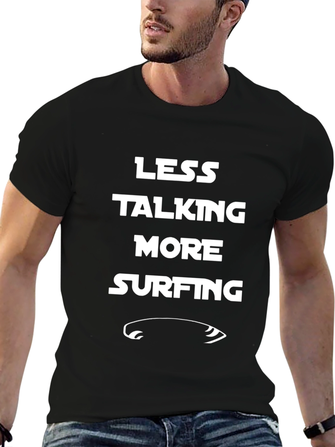 Less Talking More Surfing T-Shirt - Black