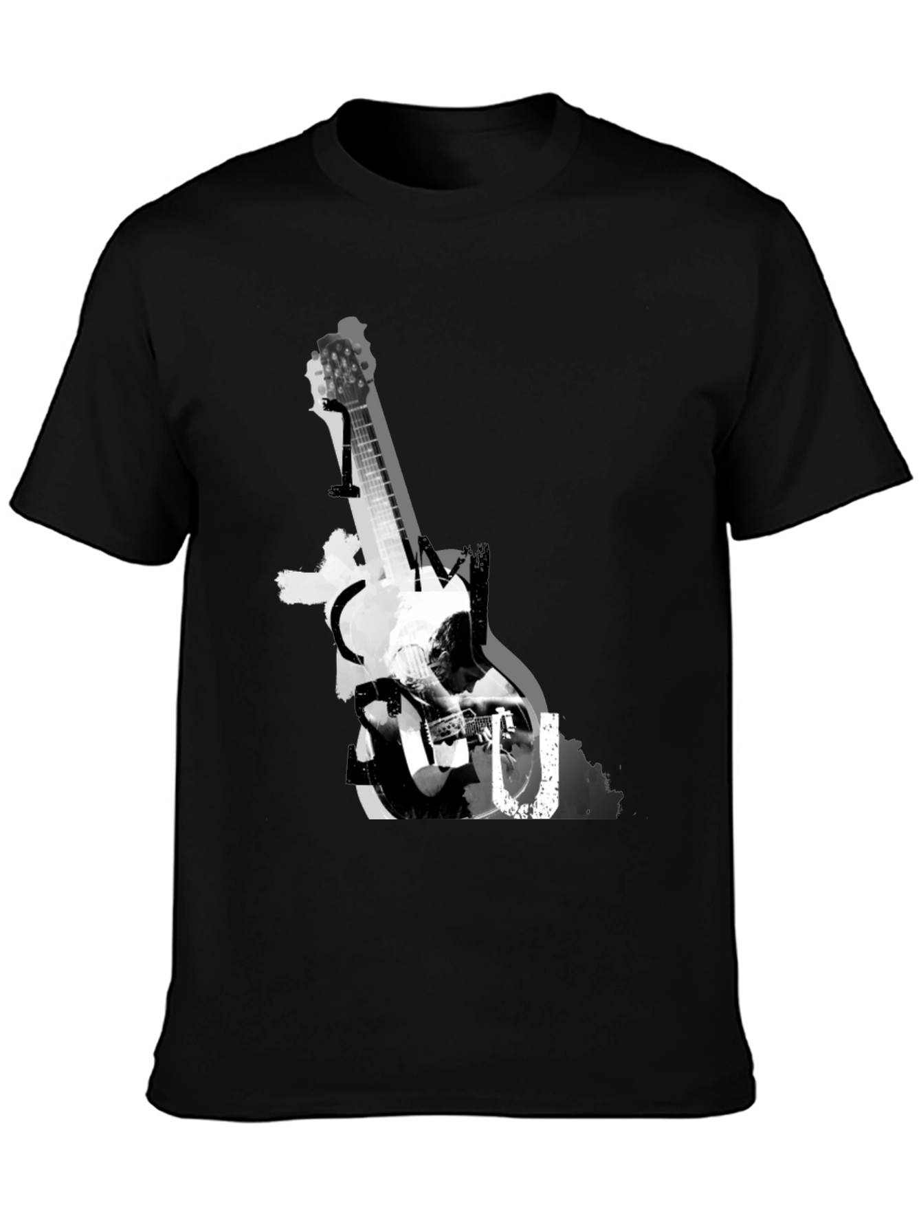 Guitar Graphic Print Tee - Black