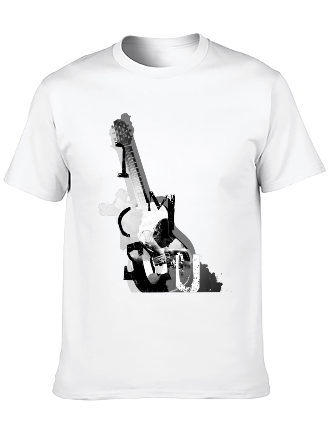 Guitar Graphic Print Tee - Black