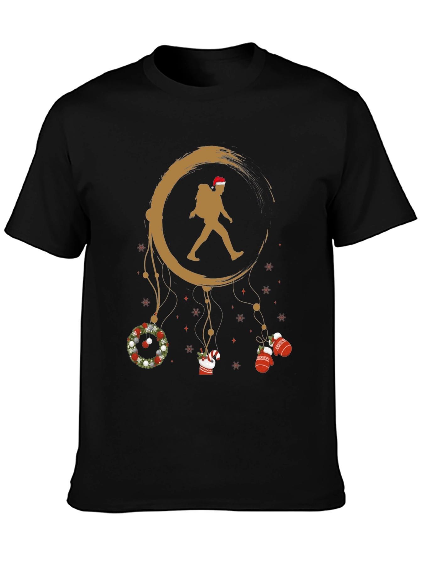 Christmas Hiker Graphic Tee - Holiday Adventure Shirt