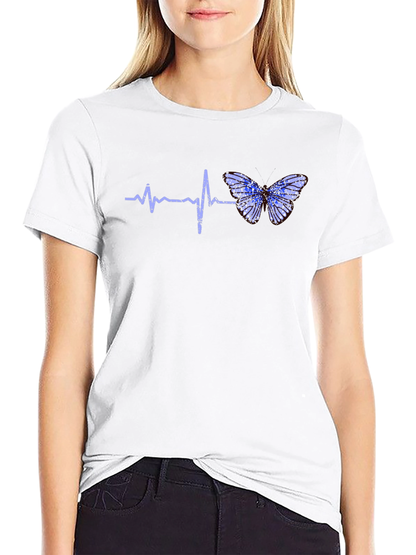 Heartbeat Butterfly Graphic Tee - Black T-Shirt