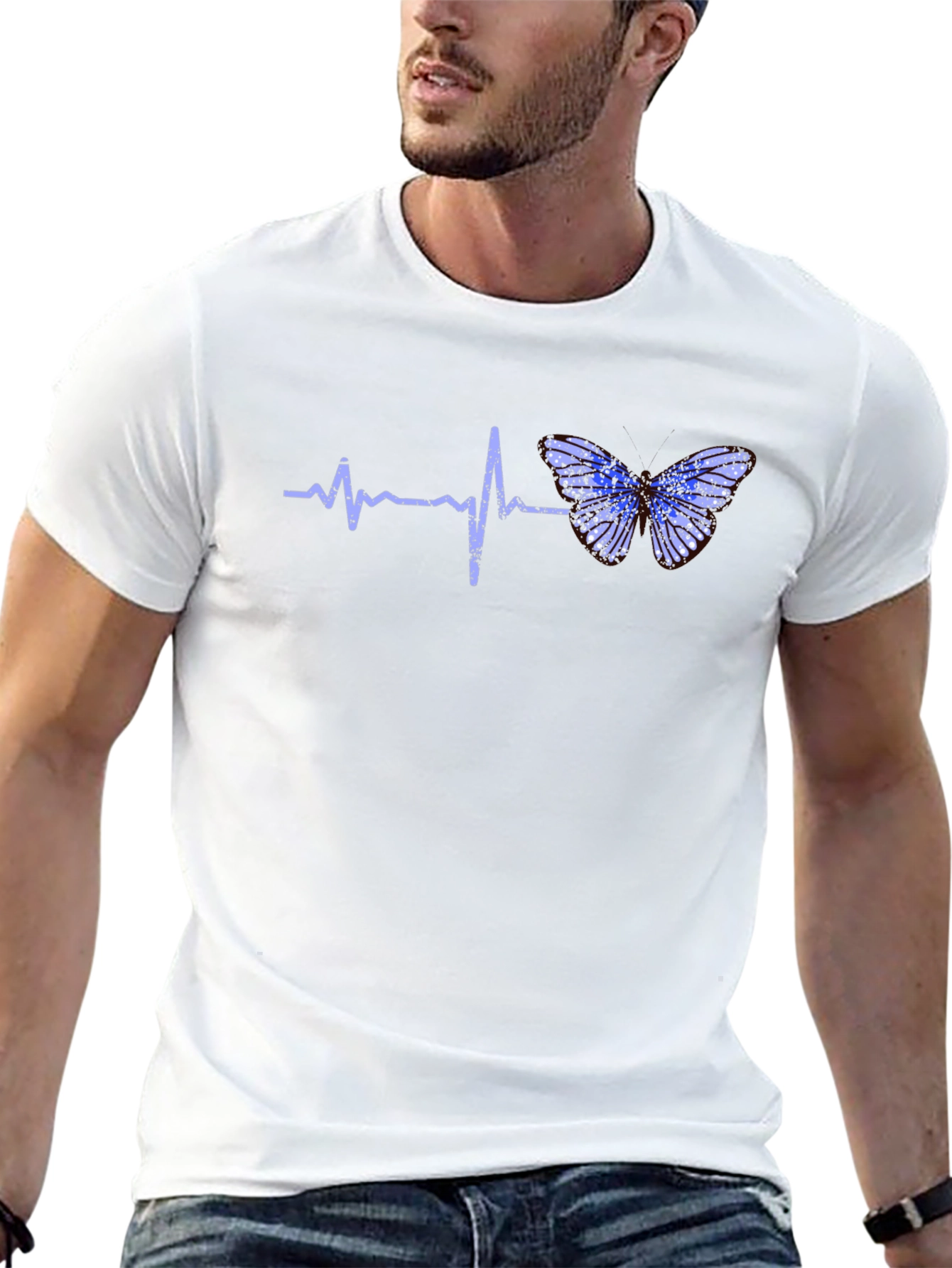 Heartbeat Butterfly Graphic Tee - Black T-Shirt