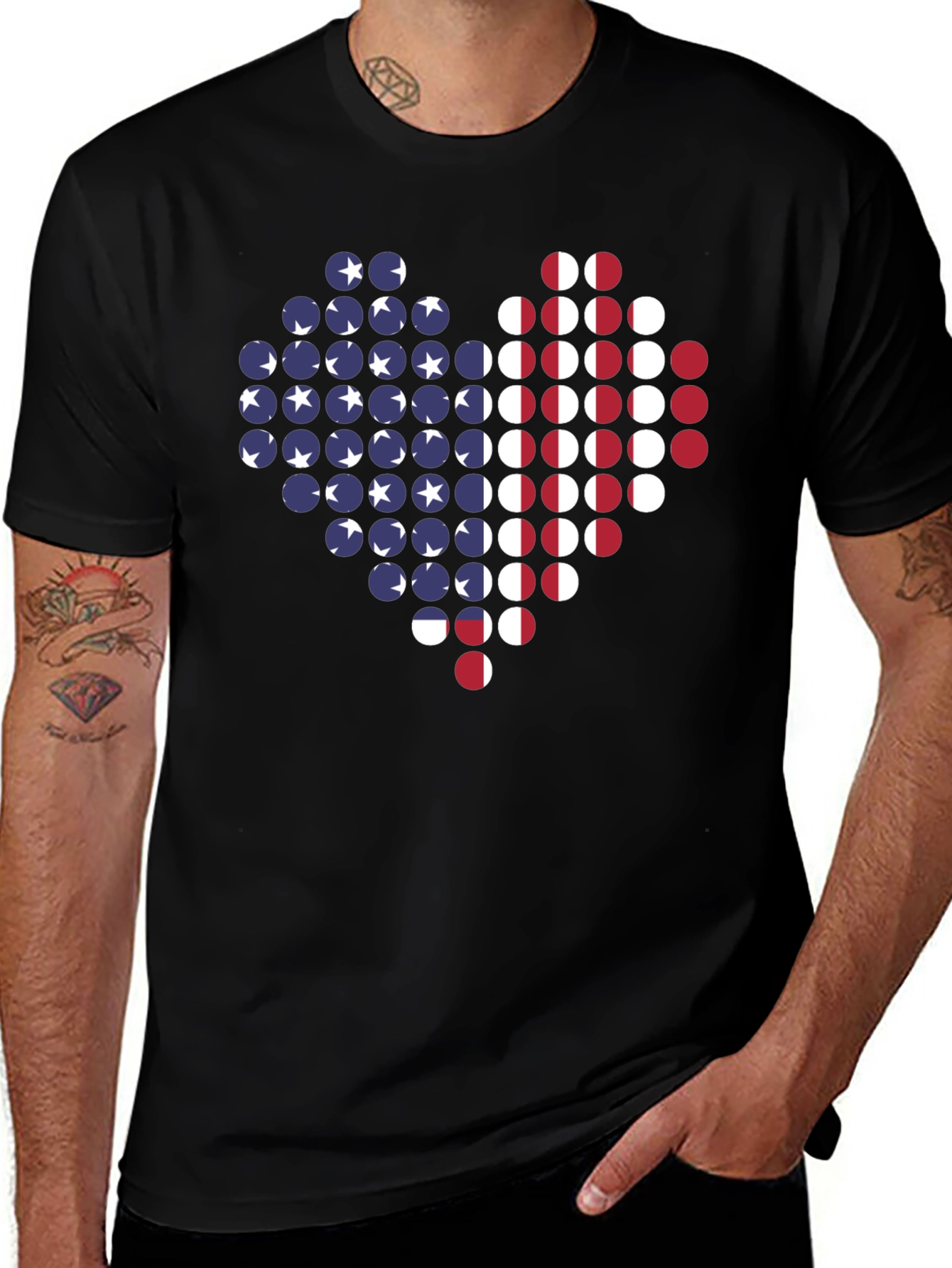 American Flag Heart Graphic T-Shirt