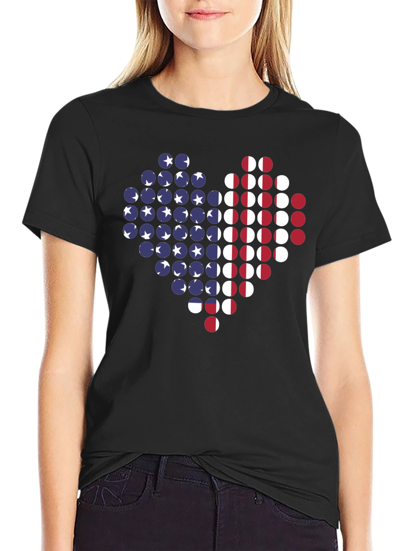 American Flag Heart Graphic T-Shirt