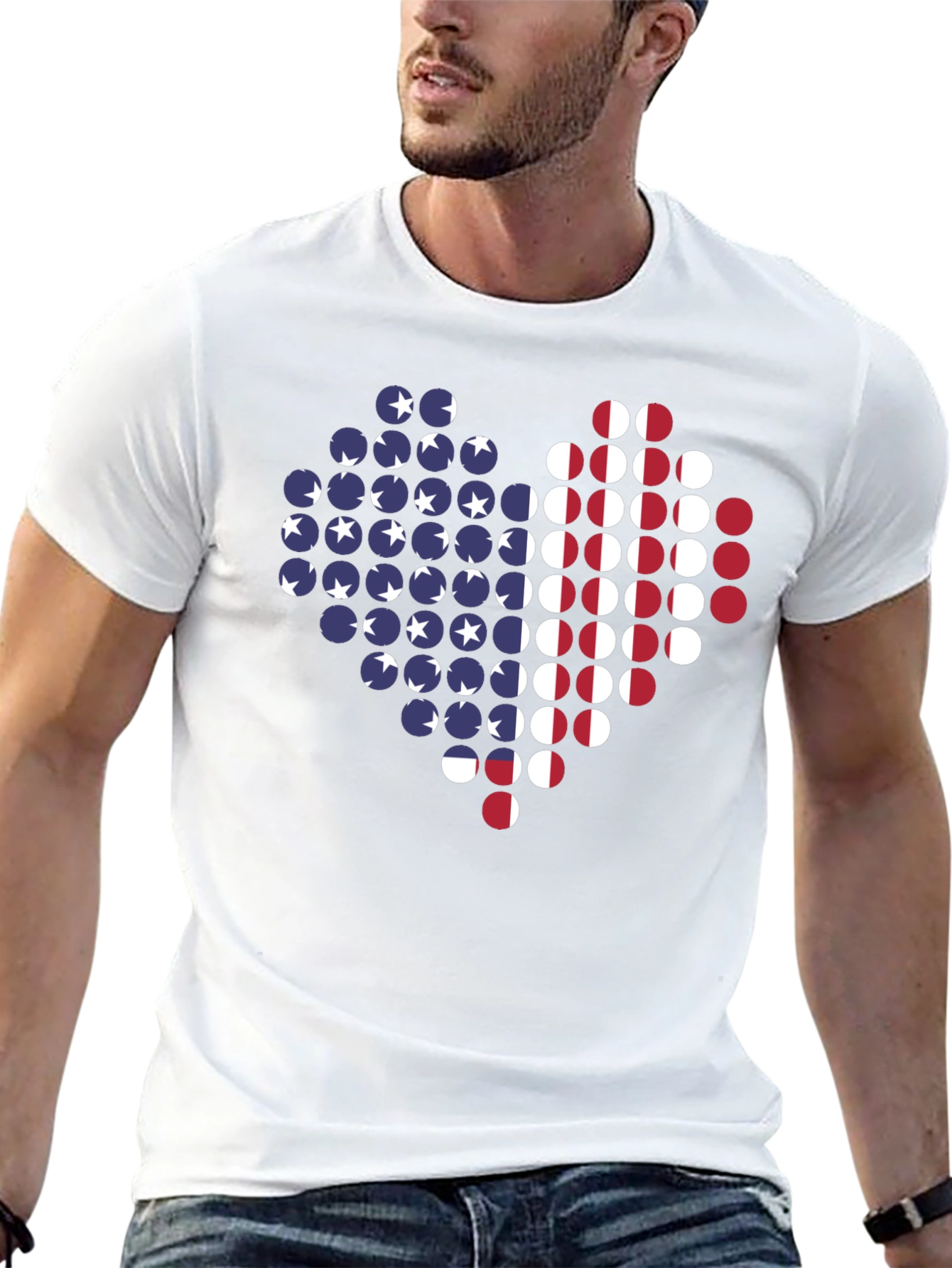 American Flag Heart Graphic T-Shirt