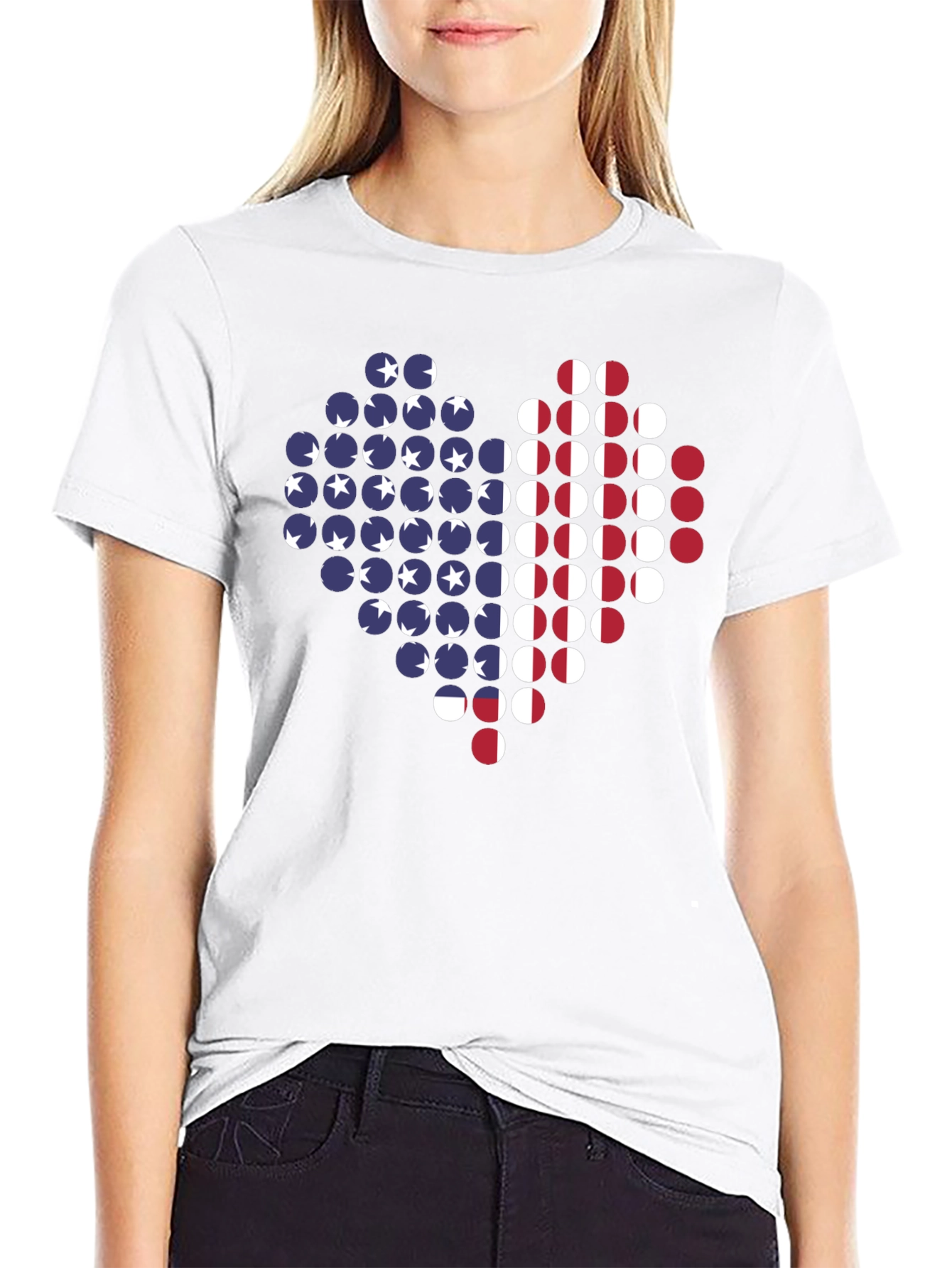 American Flag Heart Graphic T-Shirt