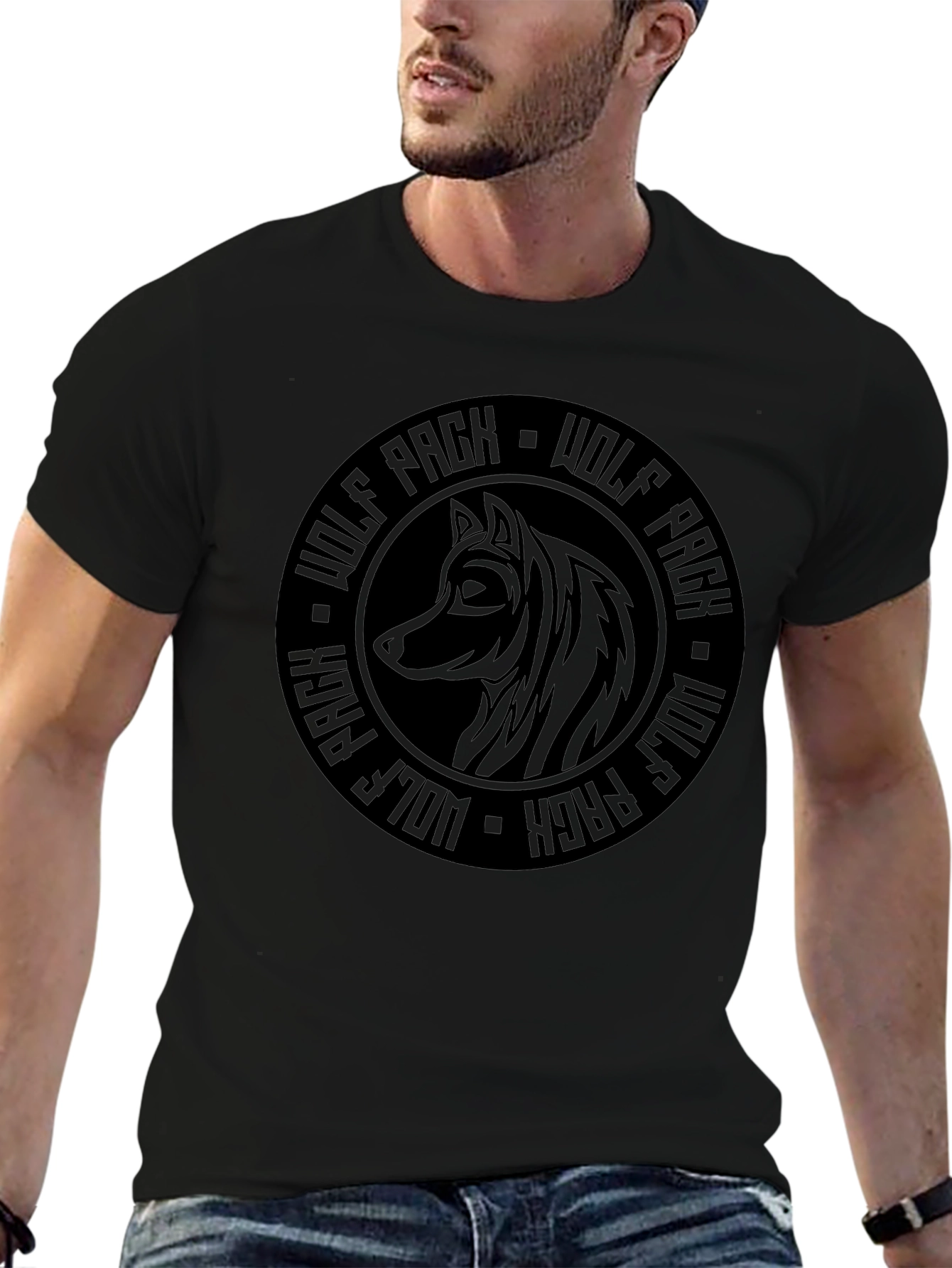 Wolf Pack Graphic T-Shirt - Stylish Black Tee