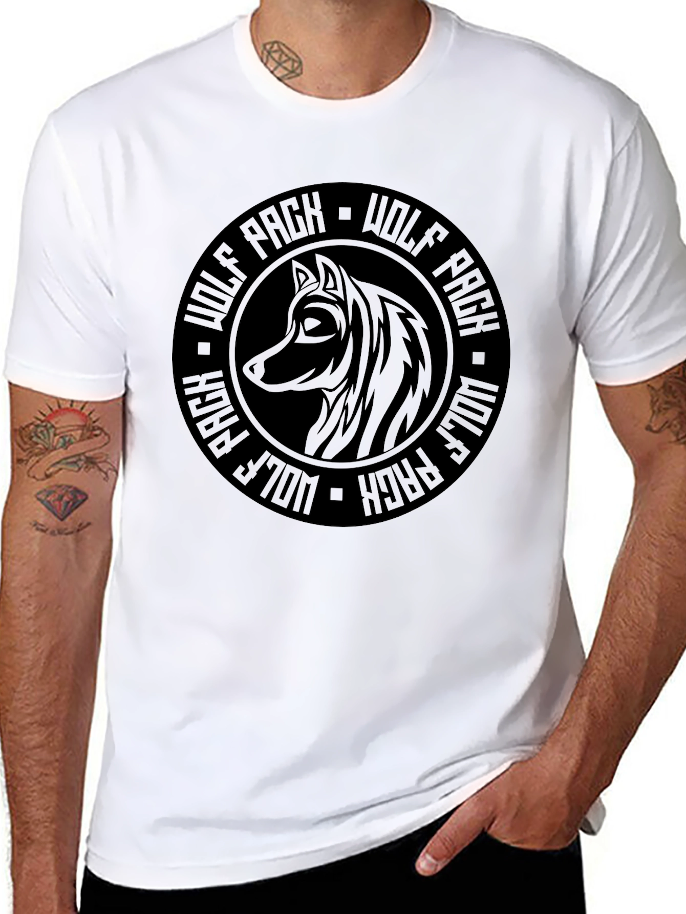 Wolf Pack Graphic T-Shirt - Stylish Black Tee