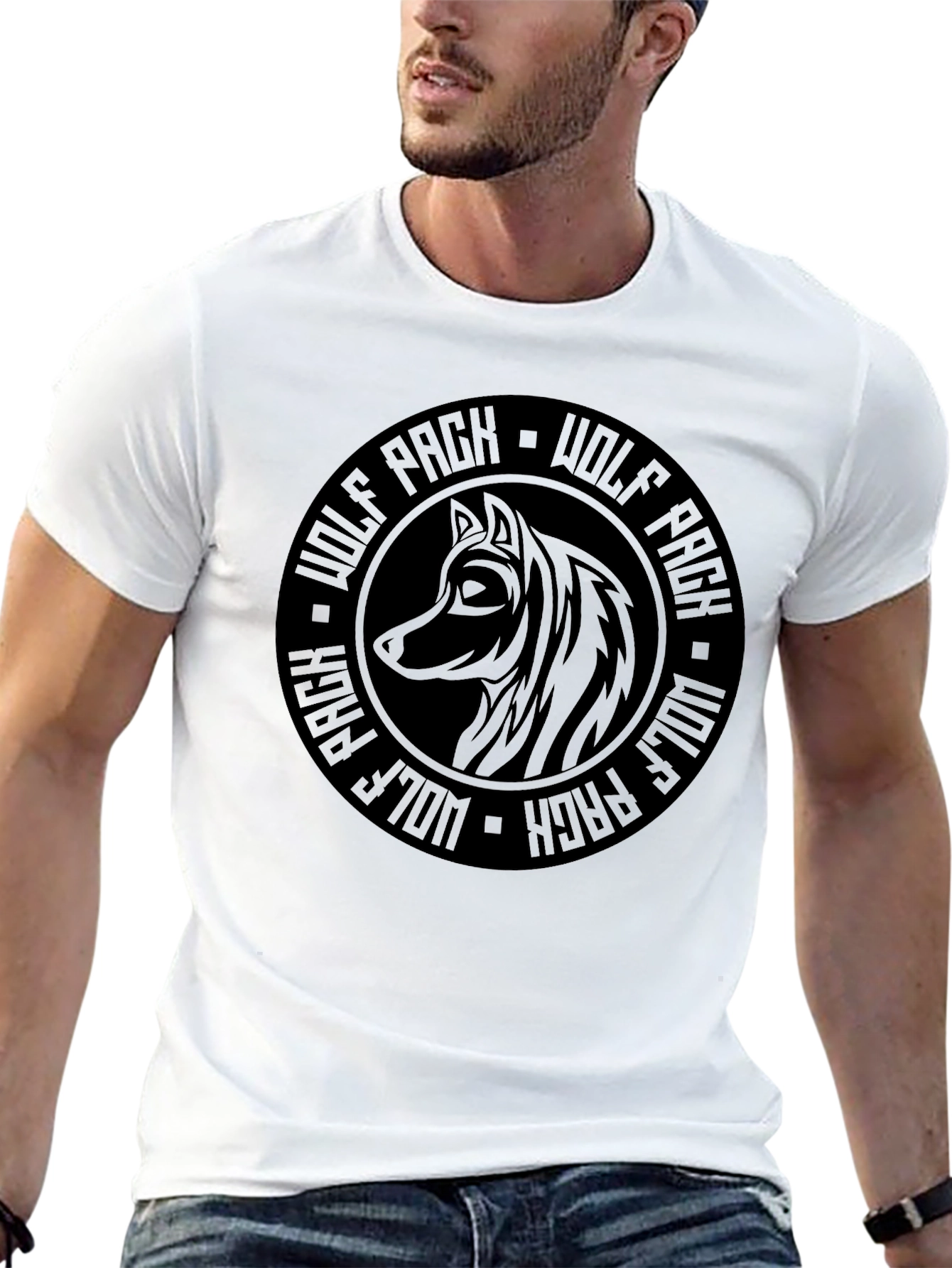 Wolf Pack Graphic T-Shirt - Stylish Black Tee