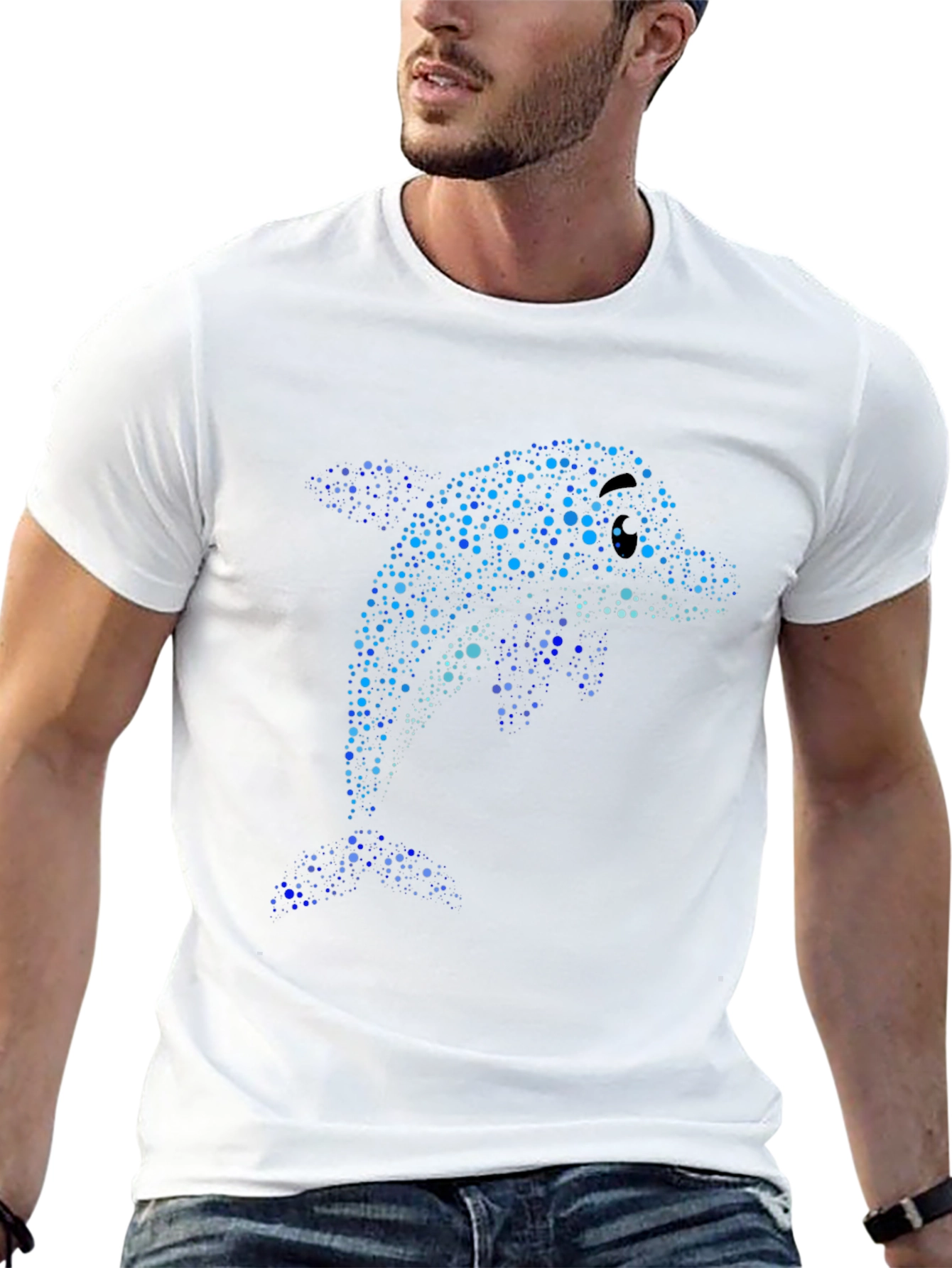 Dolphin Dot Art T-Shirt - Black