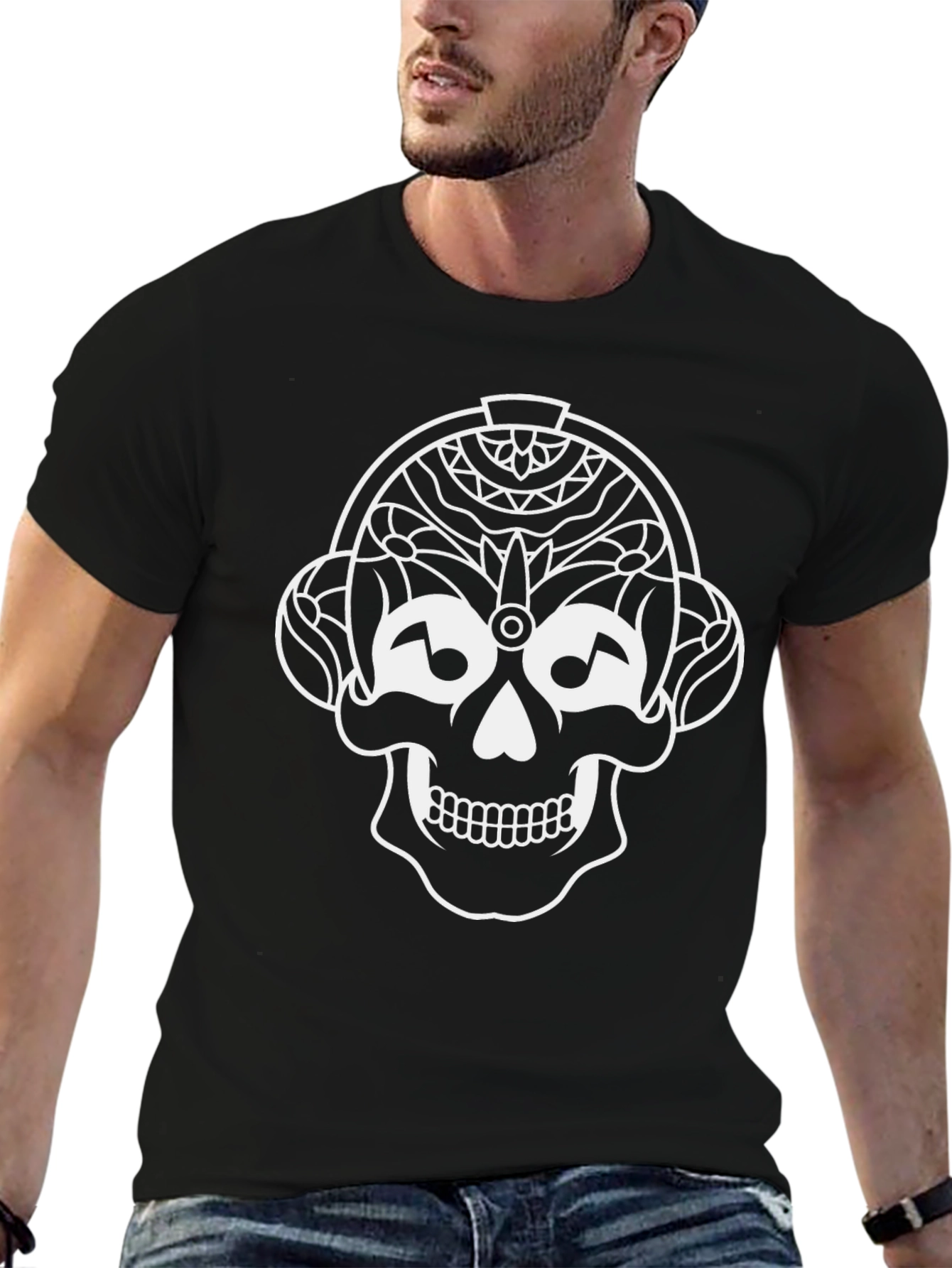 Skull DJ T-Shirt - Black Graphic Tee