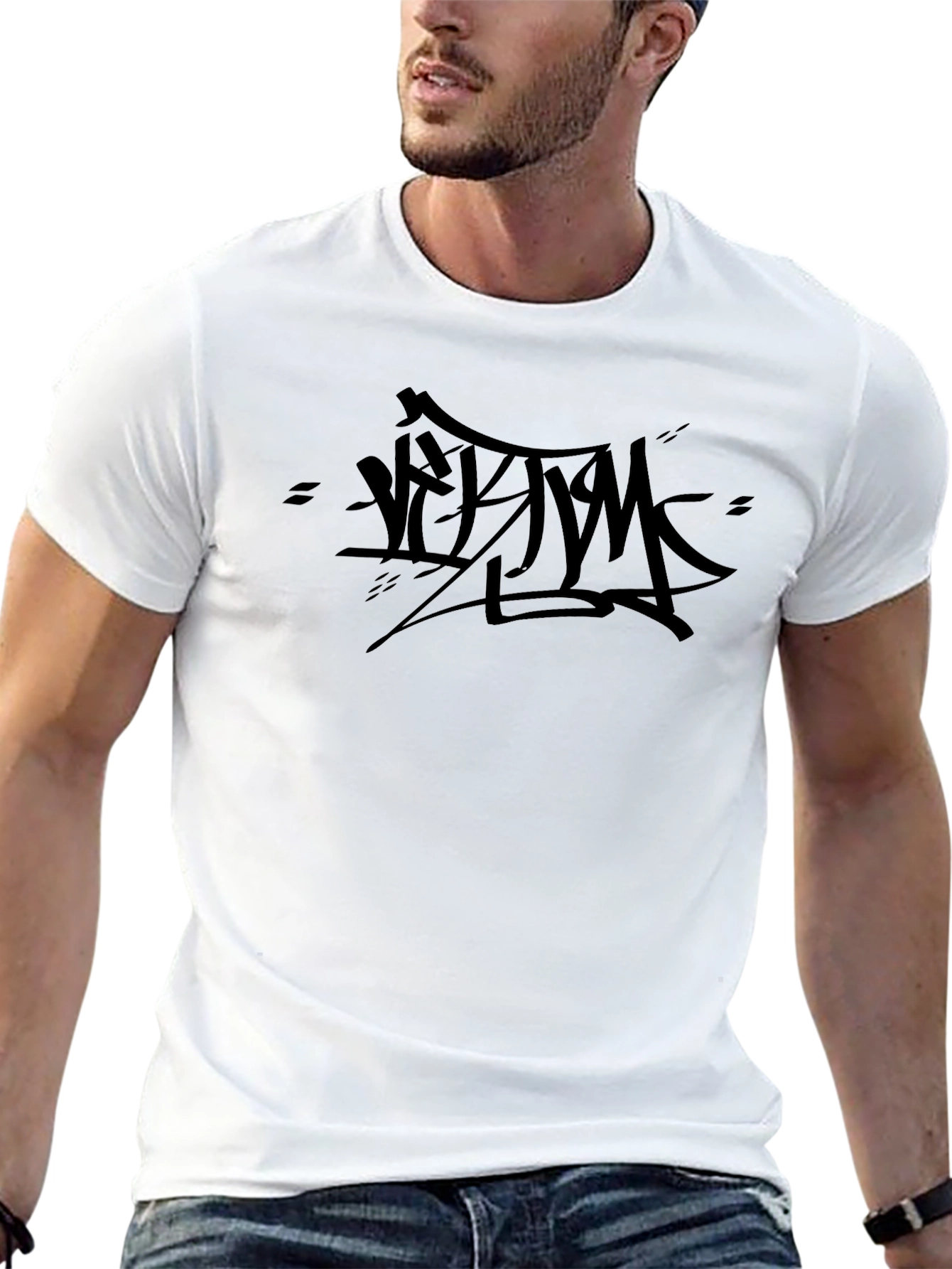Black T-Shirt with Abstract Graffiti Print