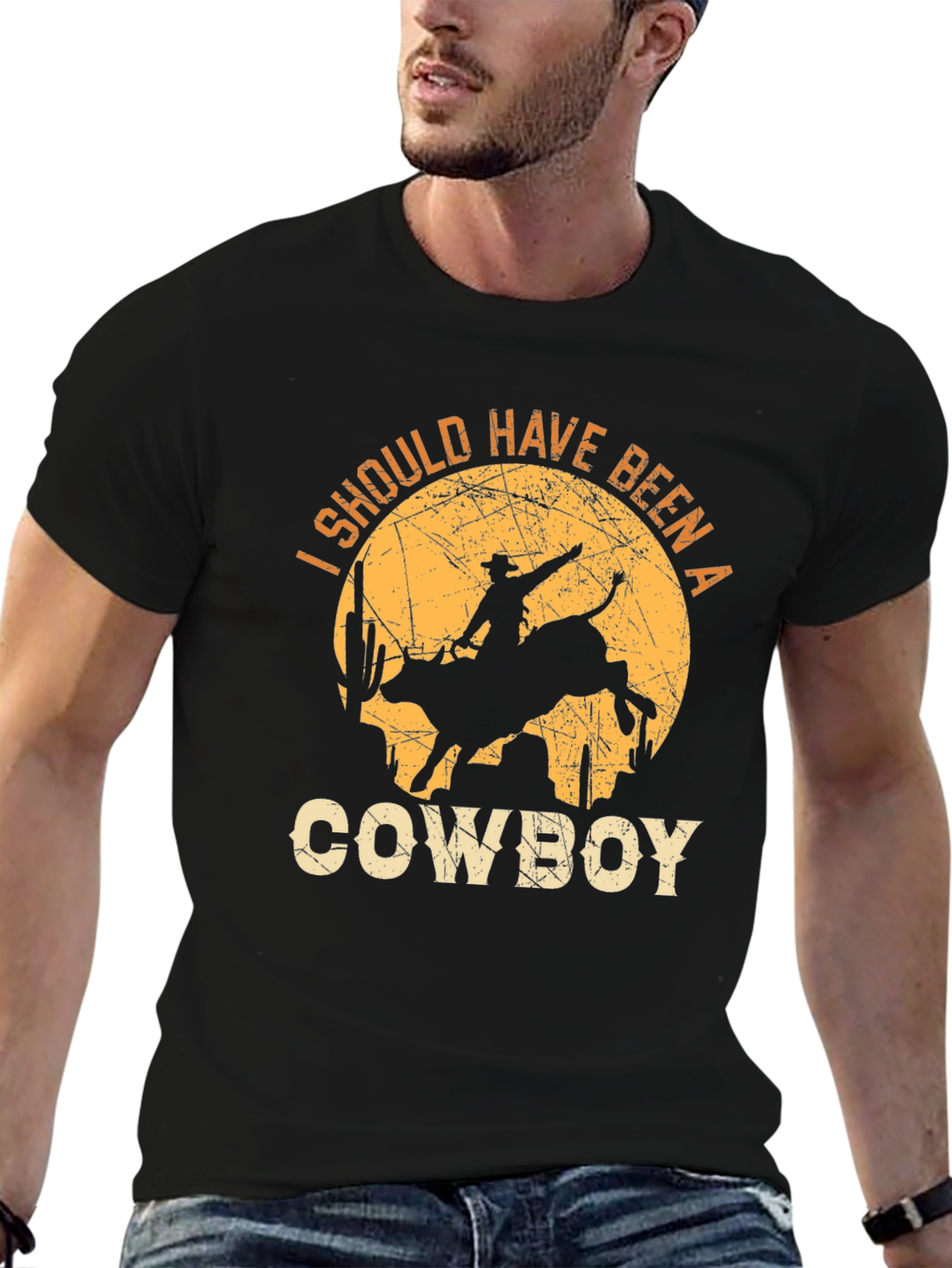 Cowboy Graphic T-Shirt - Western Style Mens Tee