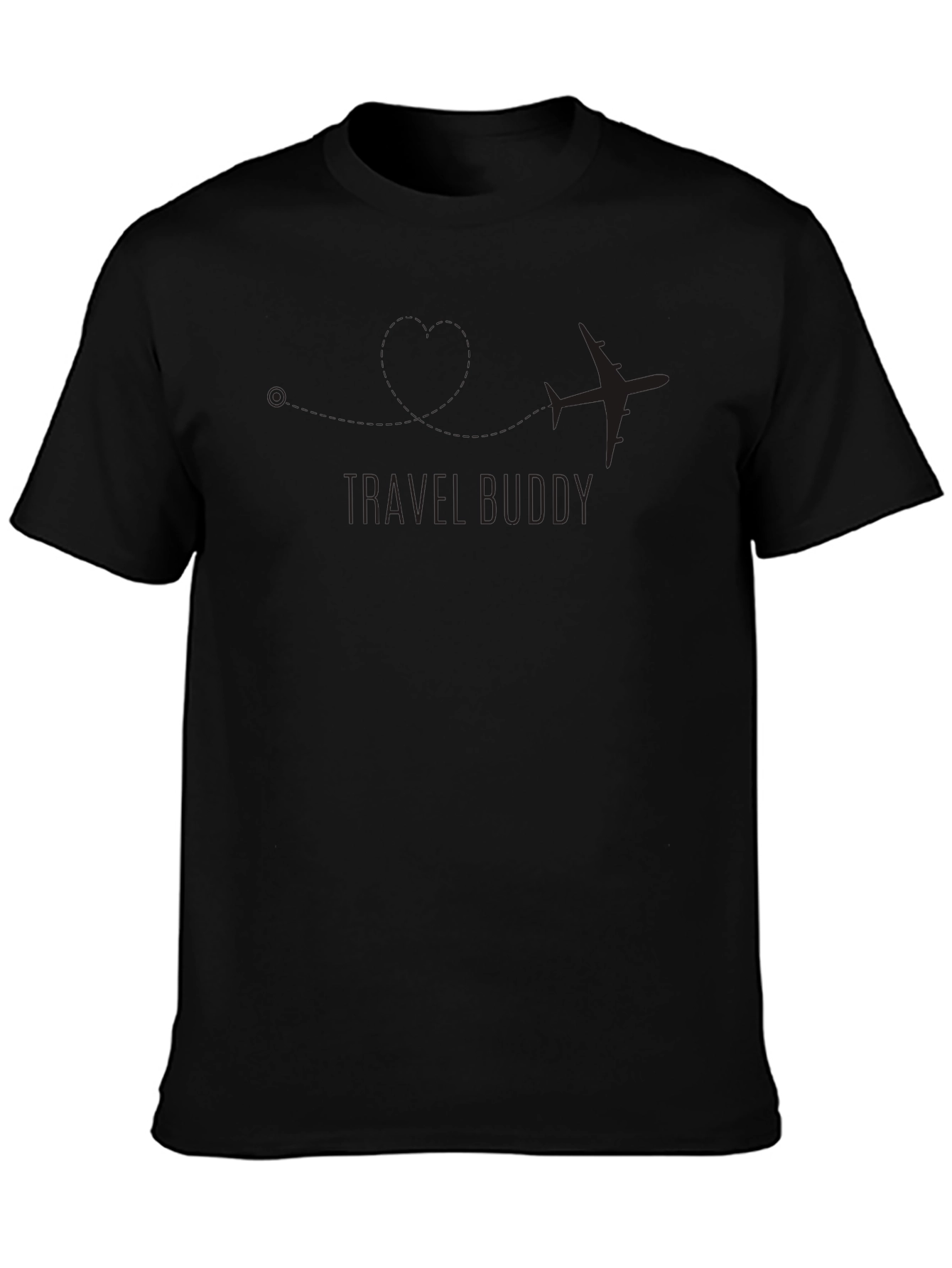 Travel Buddy Black T-Shirt - Airplane Graphic
