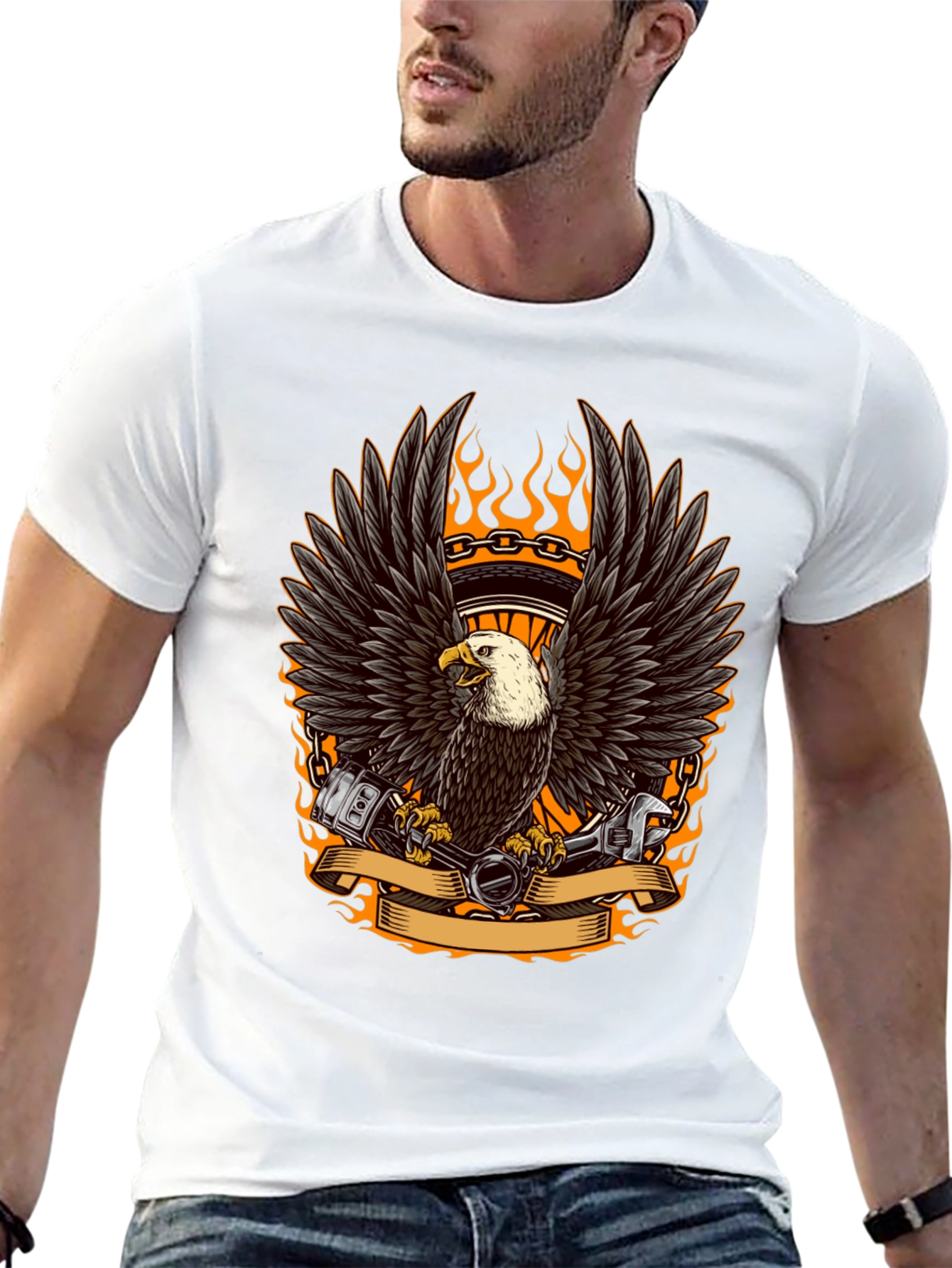 Eagle Biker T-Shirt - Black