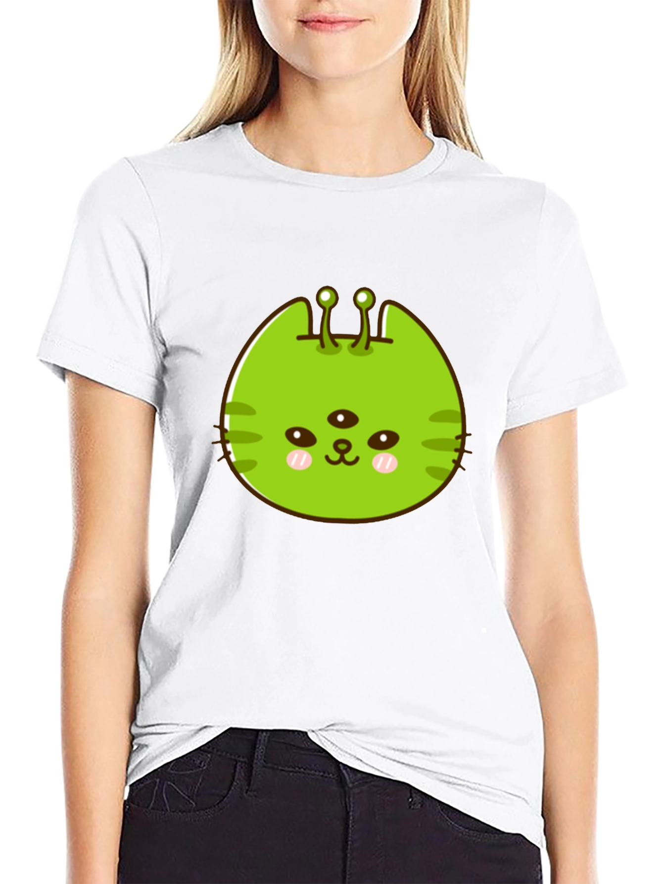 Alien Cat Graphic Tee - Black Unisex T-Shirt