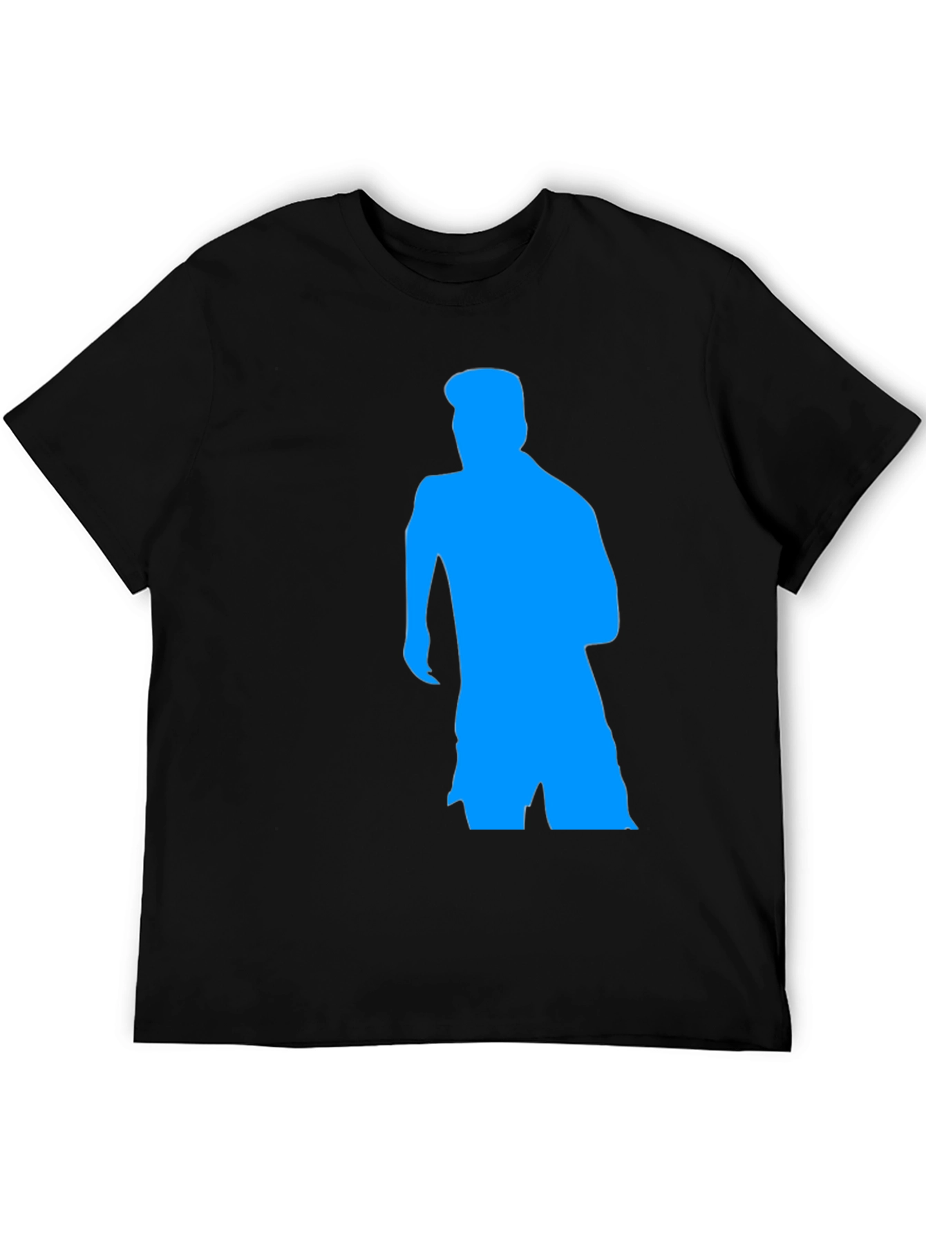Black T-Shirt with Blue Silhouette Graphic