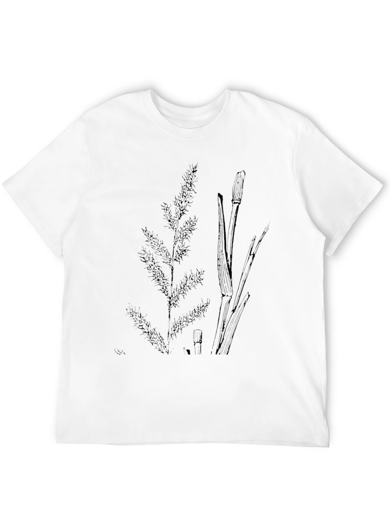 Black Botanical Print Mens T-Shirt