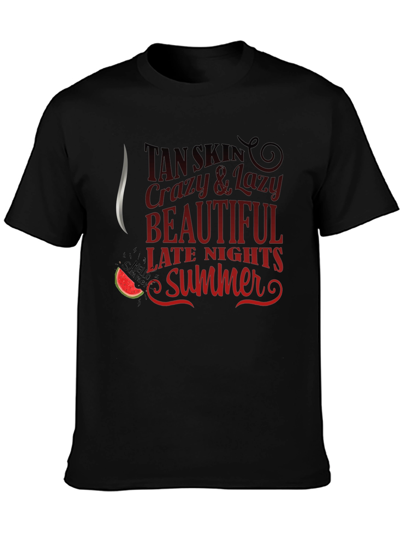 Tan Skin Crazy Lazy Summer Black T-Shirt