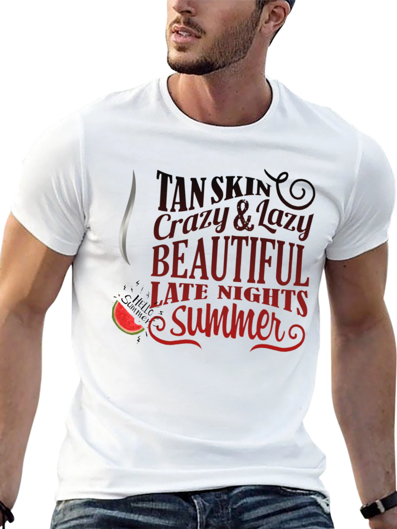 Tan Skin Crazy Lazy Summer Black T-Shirt