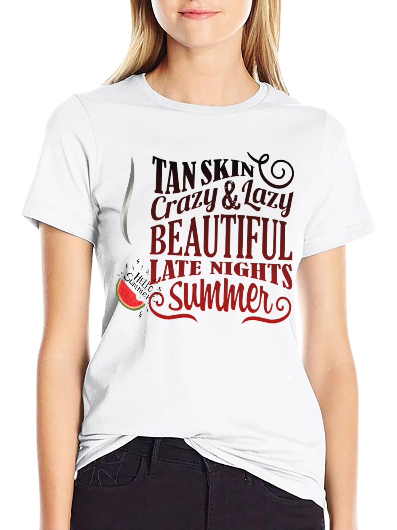 Tan Skin Crazy Lazy Summer Black T-Shirt