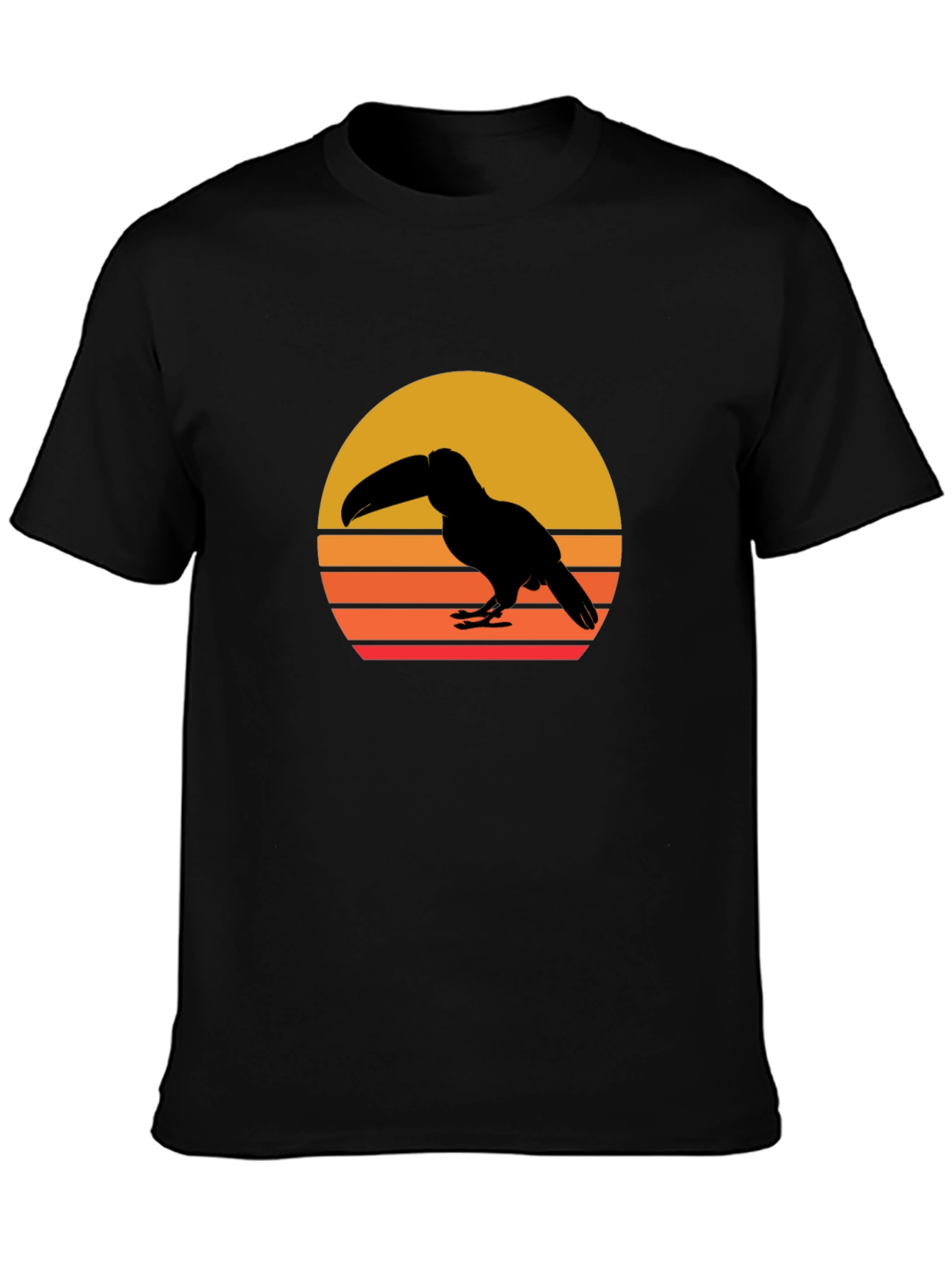 Toucan Sunset Graphic Tee - Black Cotton Shirt