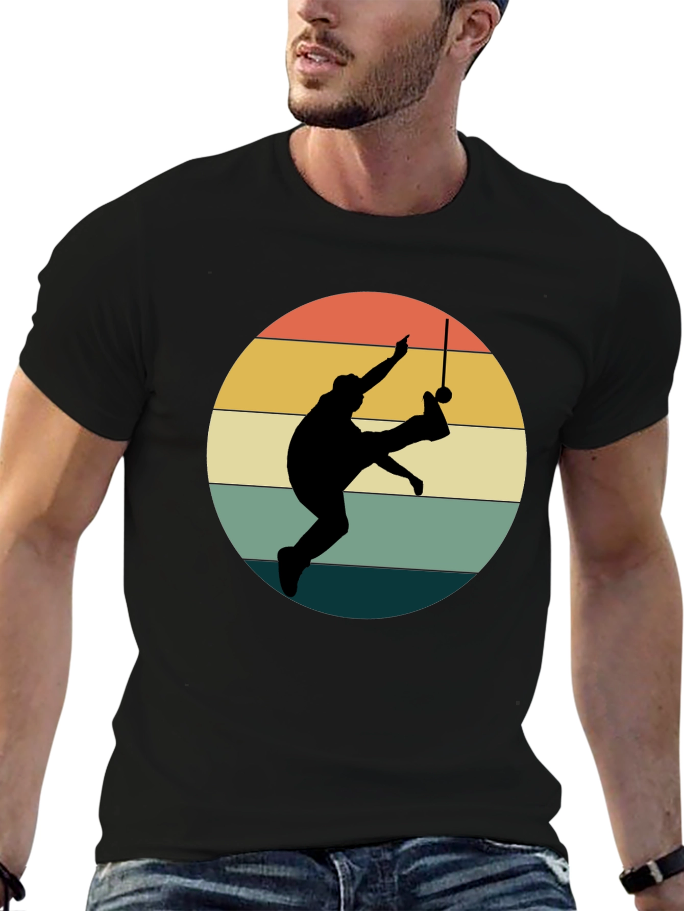 Retro Capoeira Silhouette Black T-Shirt