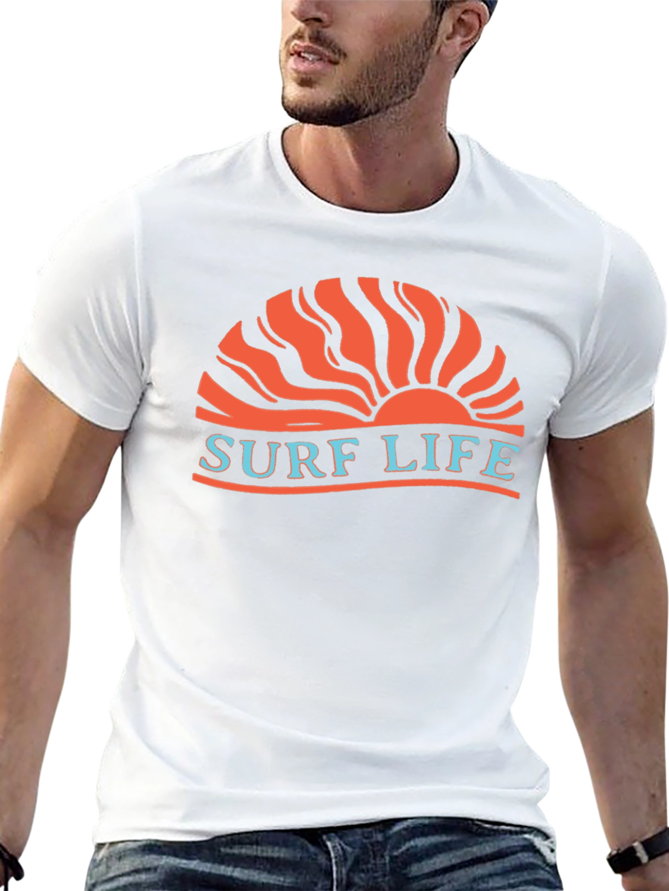 Surf Life Graphic Tee - Retro Sunset Design