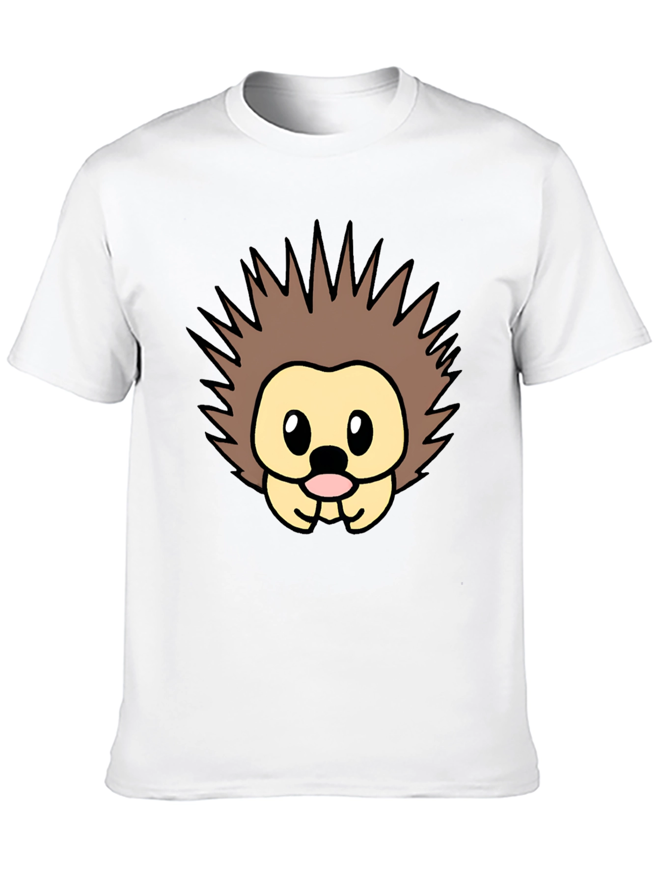 Cute Cartoon Hedgehog Graphic Tee - Black