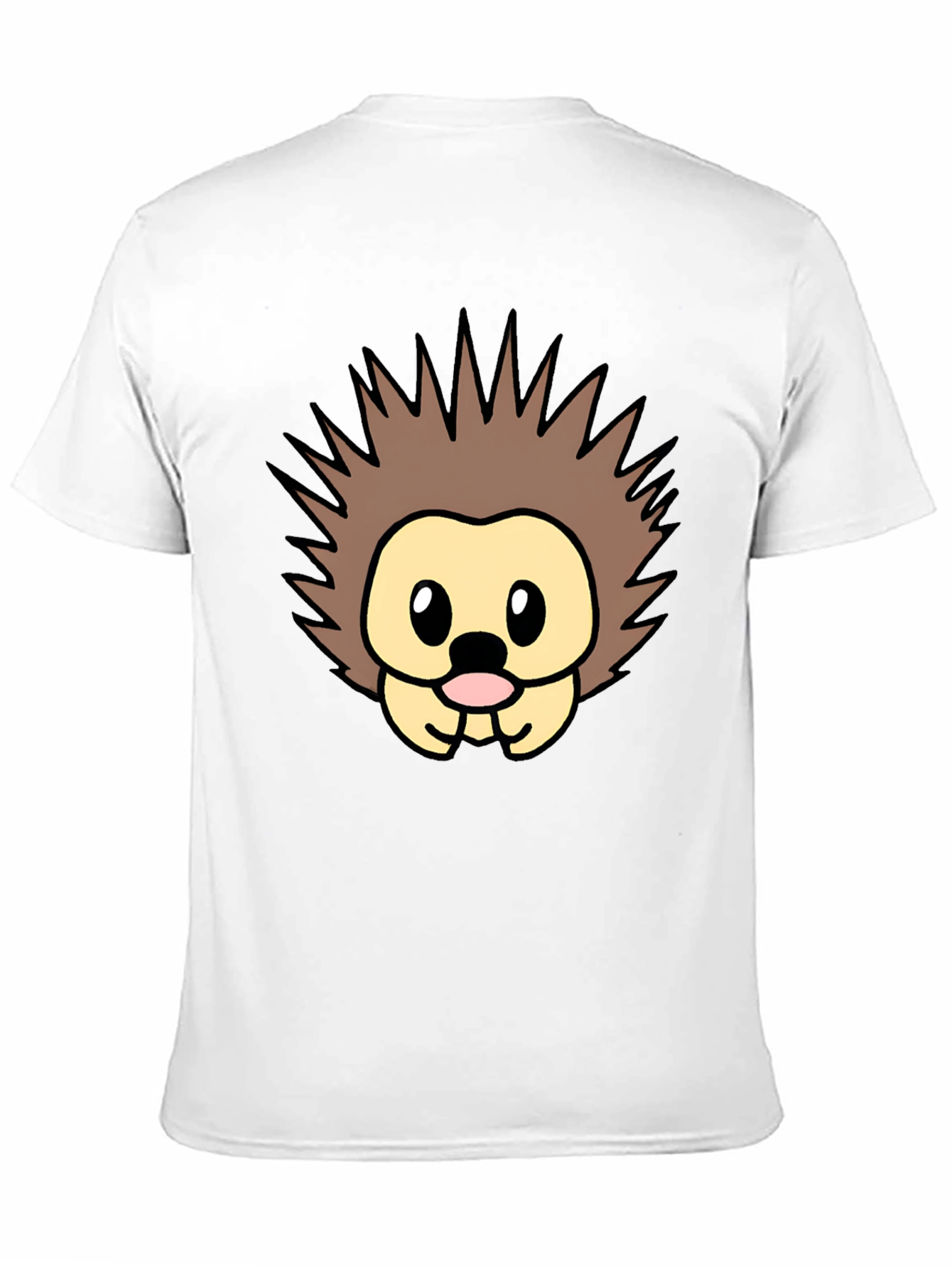 Cute Cartoon Hedgehog Graphic Tee - Black