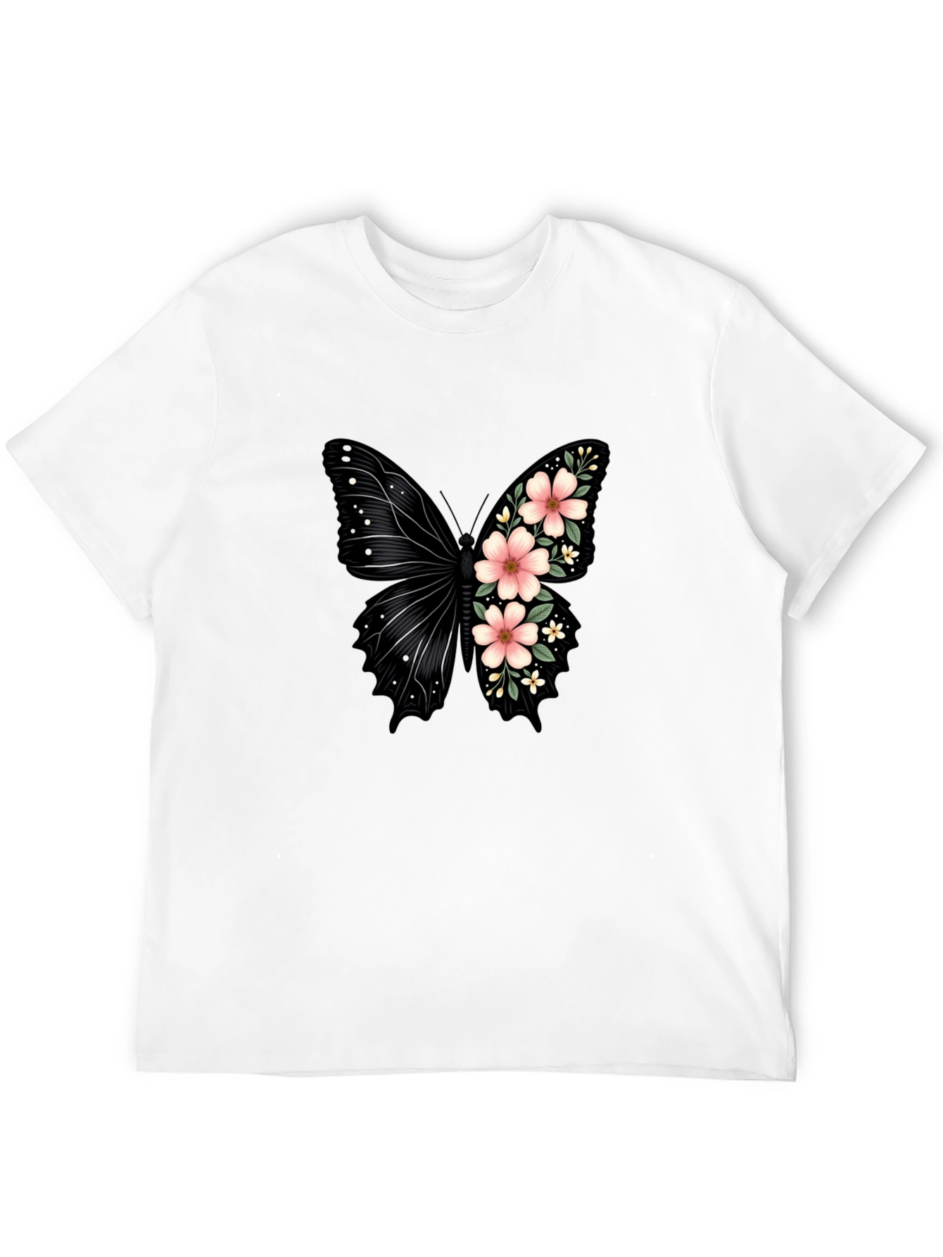 Floral Butterfly Graphic Tee - Trendy Black T-Shirt