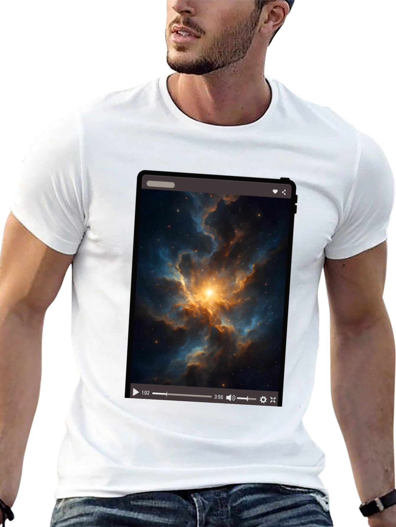 Nebula Video Screen Graphic Black T-Shirt