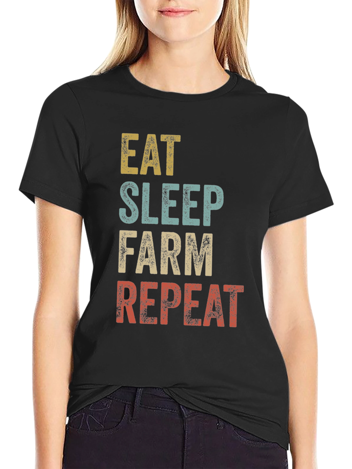 Eat Sleep Farm Repeat Graphic Tee
