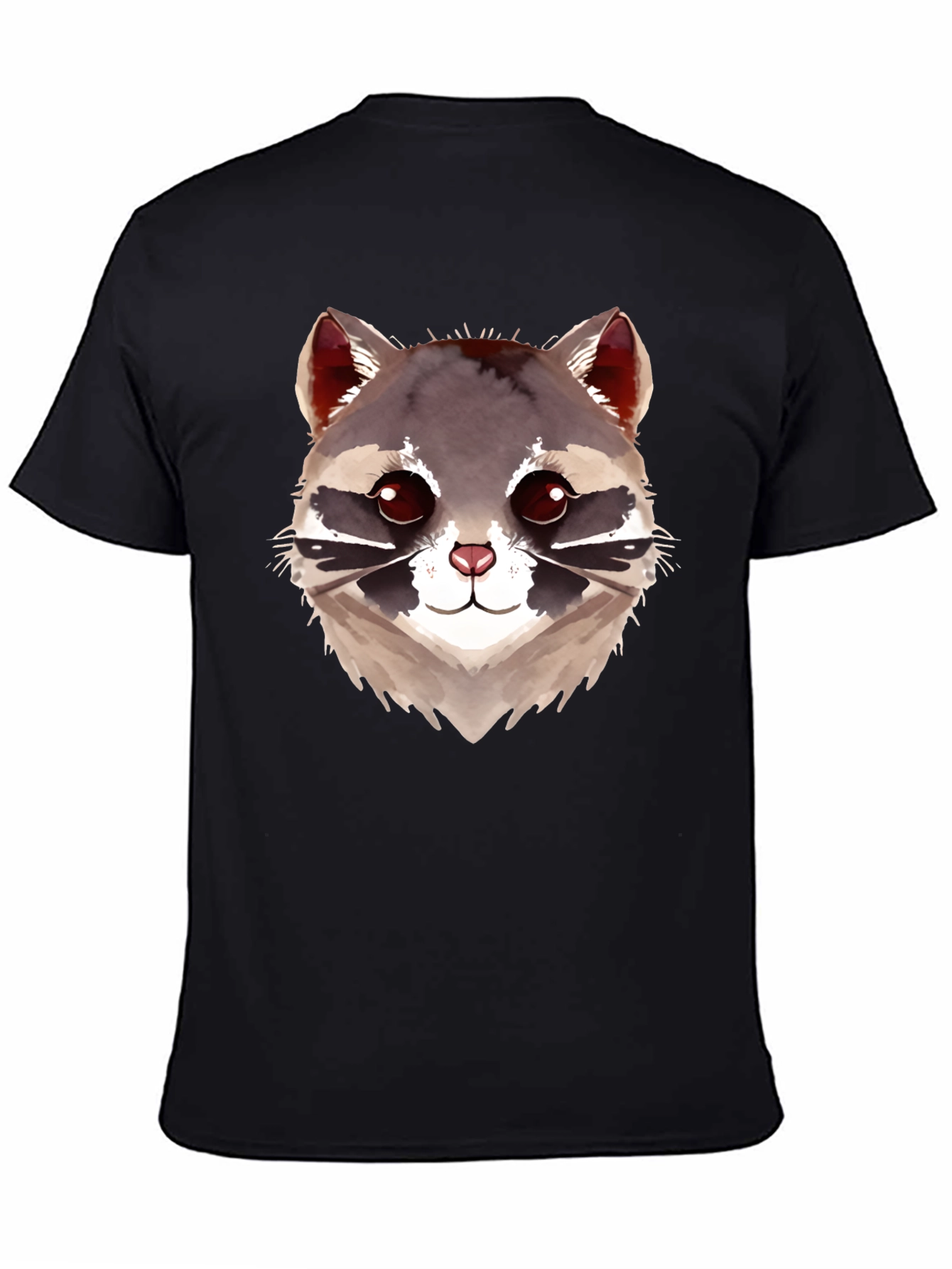 Cute Raccoon Graphic Black T-Shirt