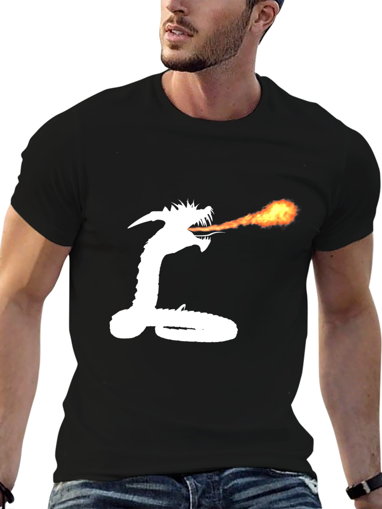 Dragon Fire Black Graphic T-Shirt