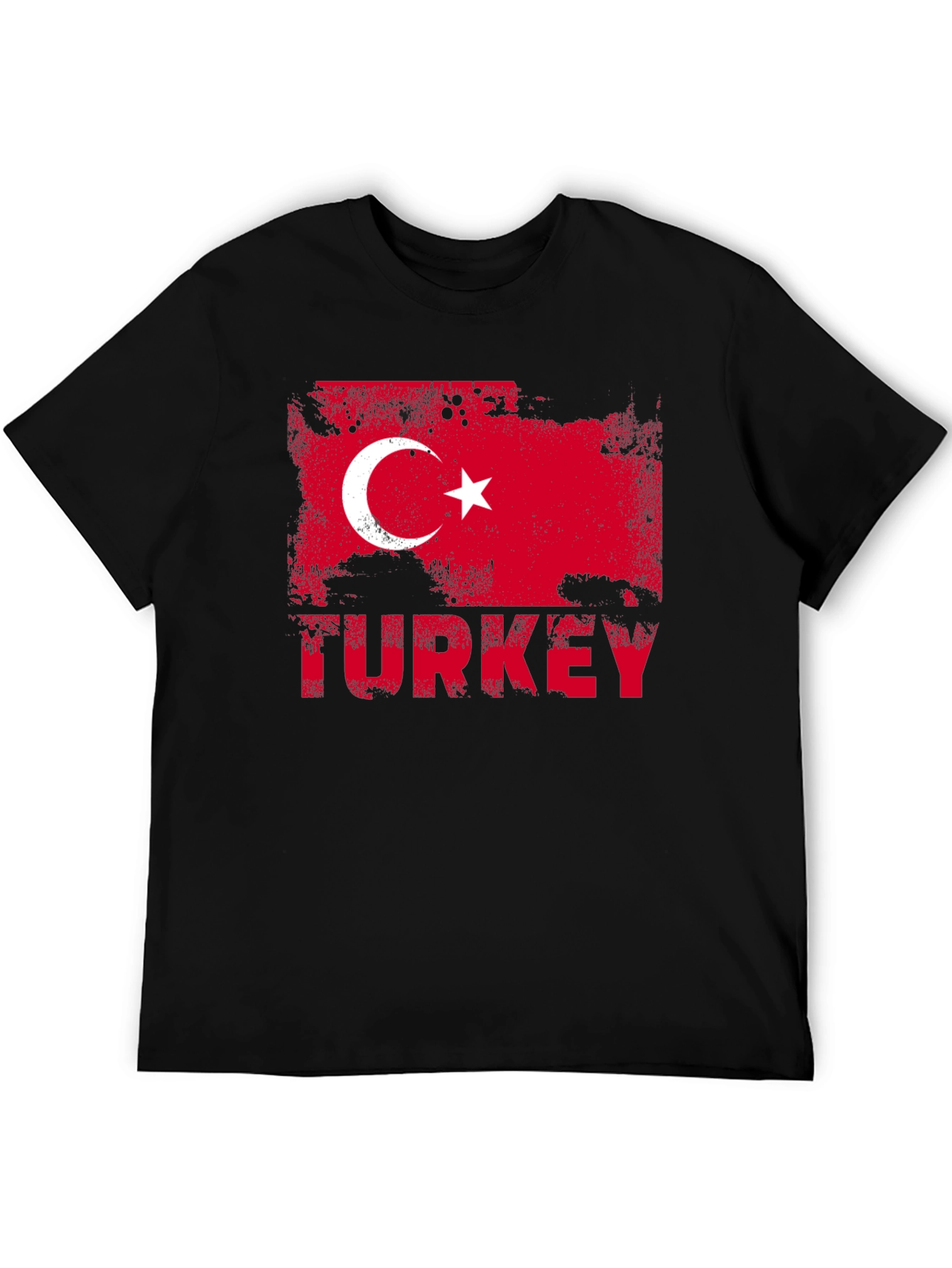 Turkey Flag Grunge Black T-Shirt