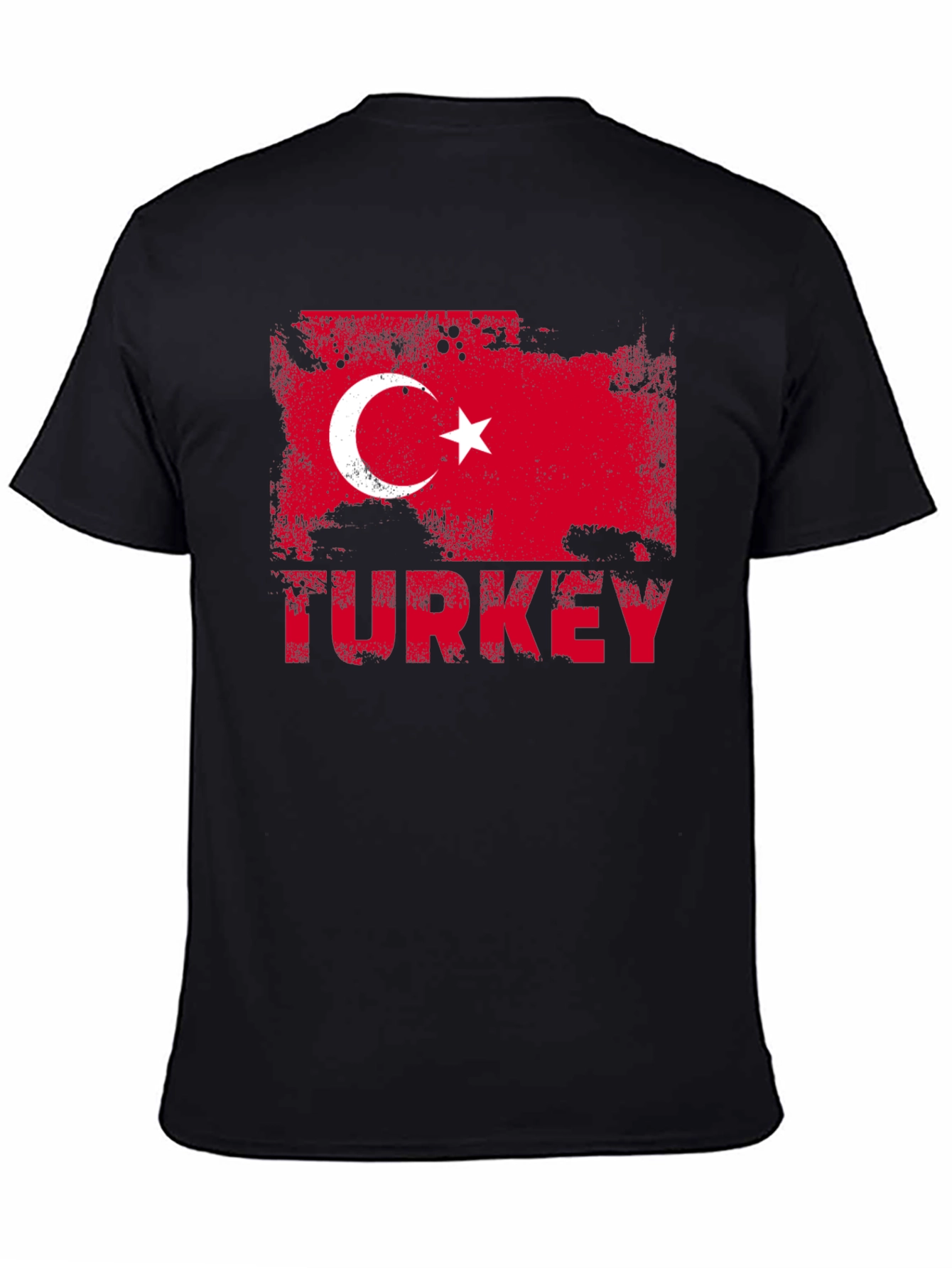 Turkey Flag Grunge Black T-Shirt